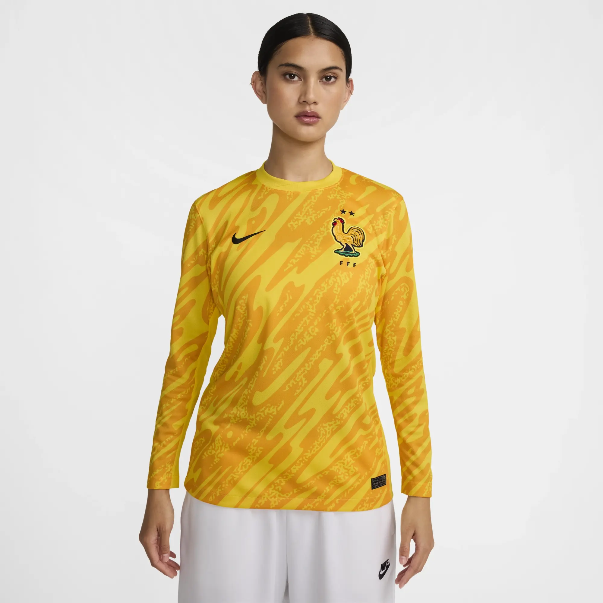 FFF 2024 Stadium Goalkeeper Women's Nike Dri-FIT Football Replica Shirt - Yellow - Recycled Polyester/ Recycled Polyester