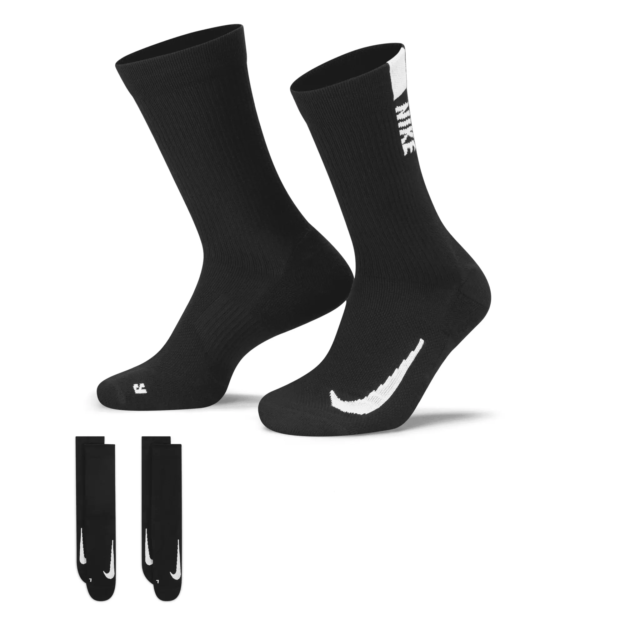 Nike Multiplier Crew Sports Socks 2 Pack - Black, White
