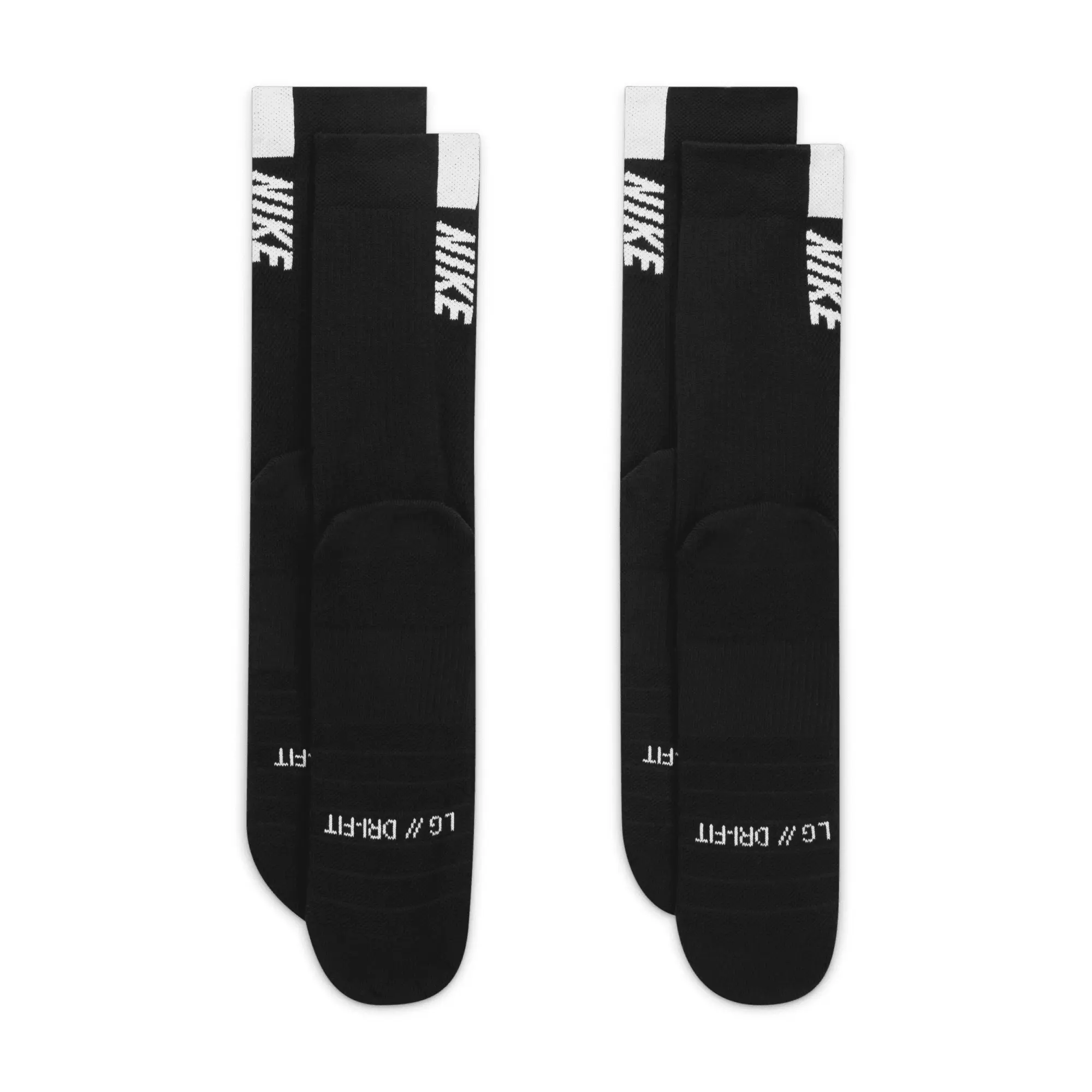Nike Multiplier Crew Sports Socks 2 Pack - Black, White