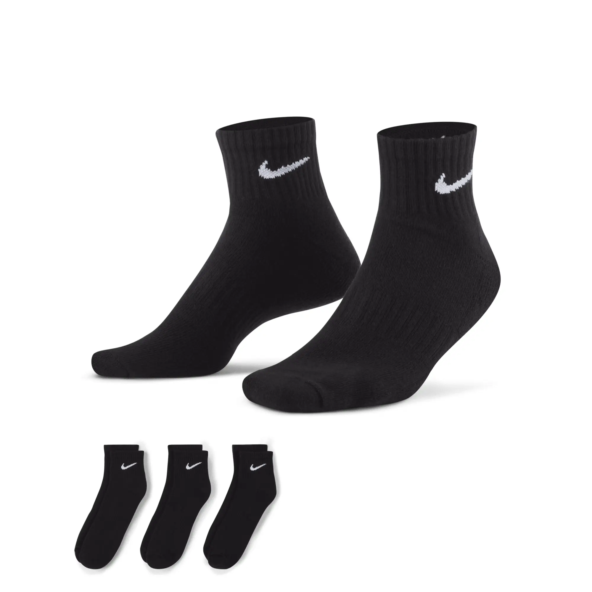 Nike Everyday 3-Pack Dri-Fit Cushion Ankle Socks in Black/White