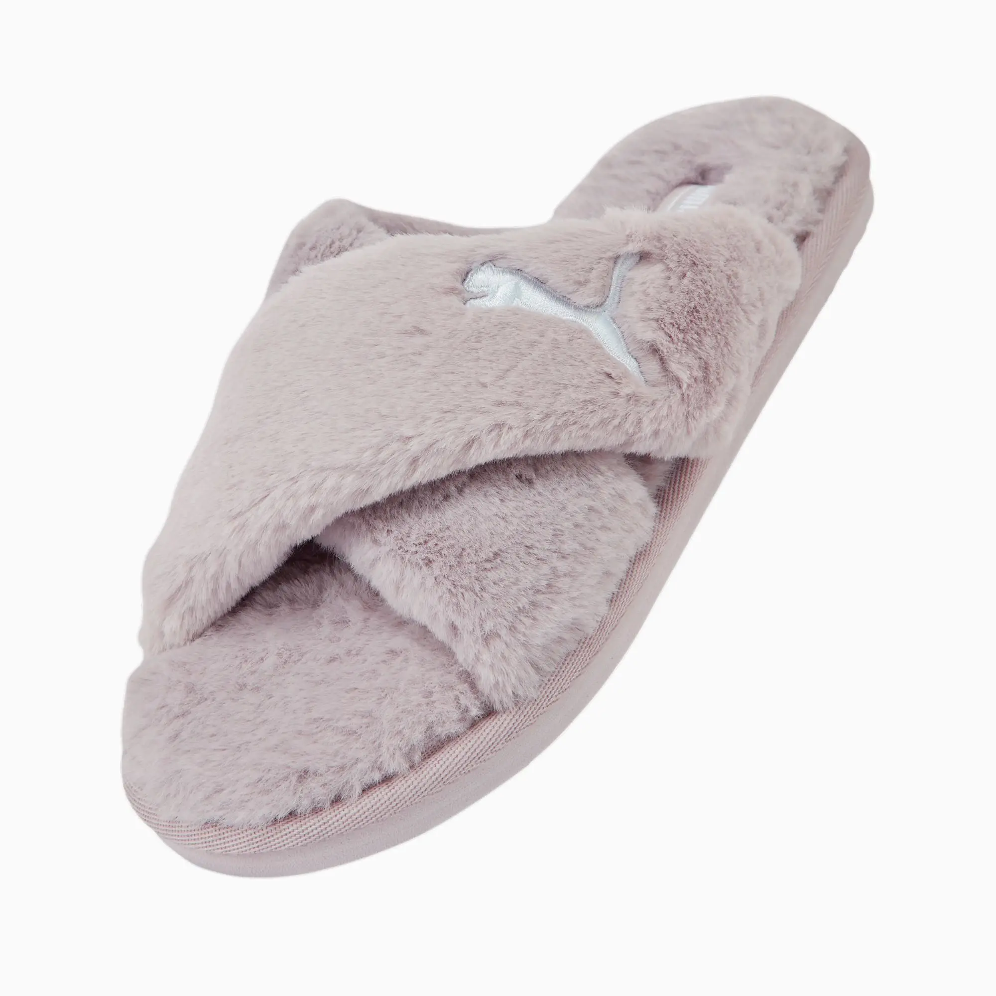 Furry puma slides grey best sale