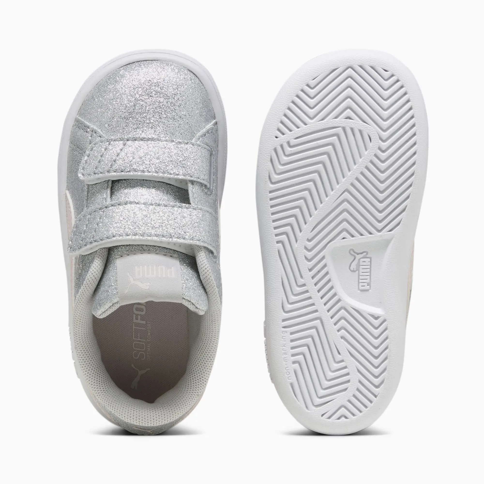 Puma Smash 3.0 Glitz Glam V Infant Girl Trainers - Grey