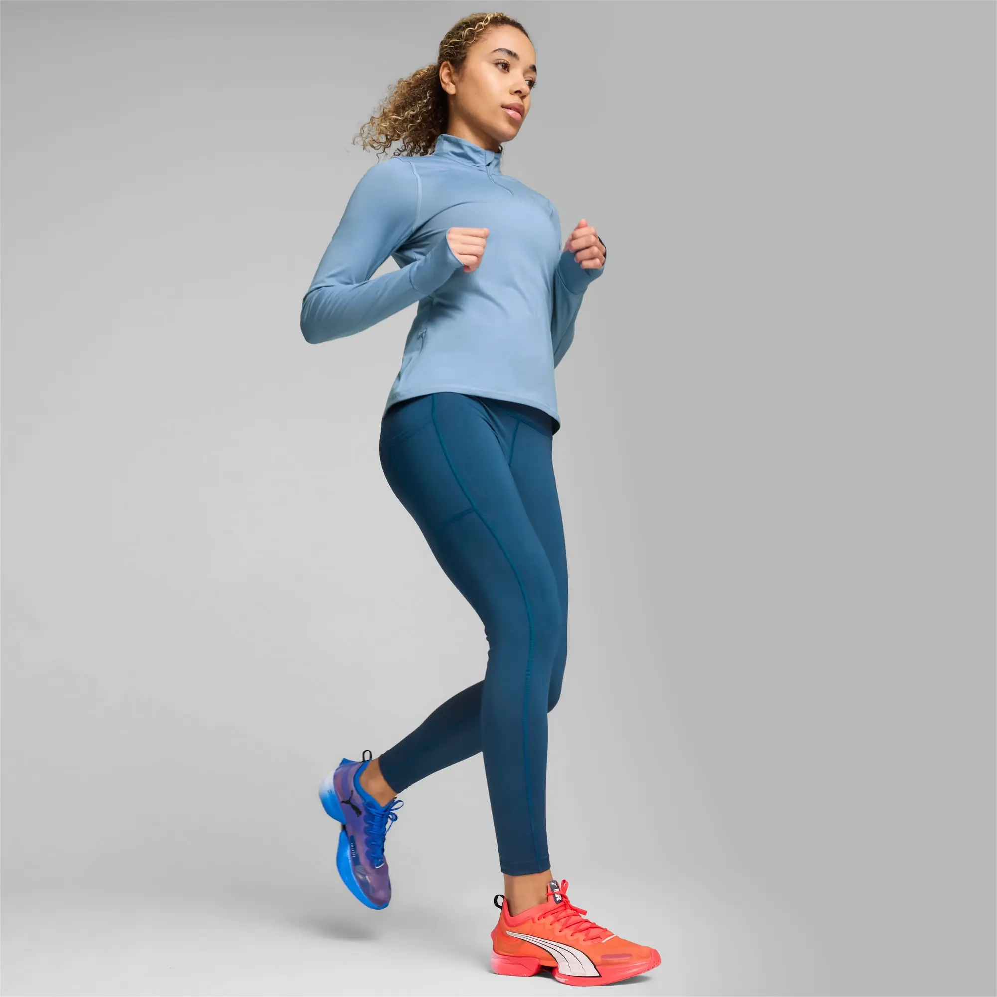 PUMA Run Favourite Quarter-Zip Running Top Shirt Women, Zen Blue