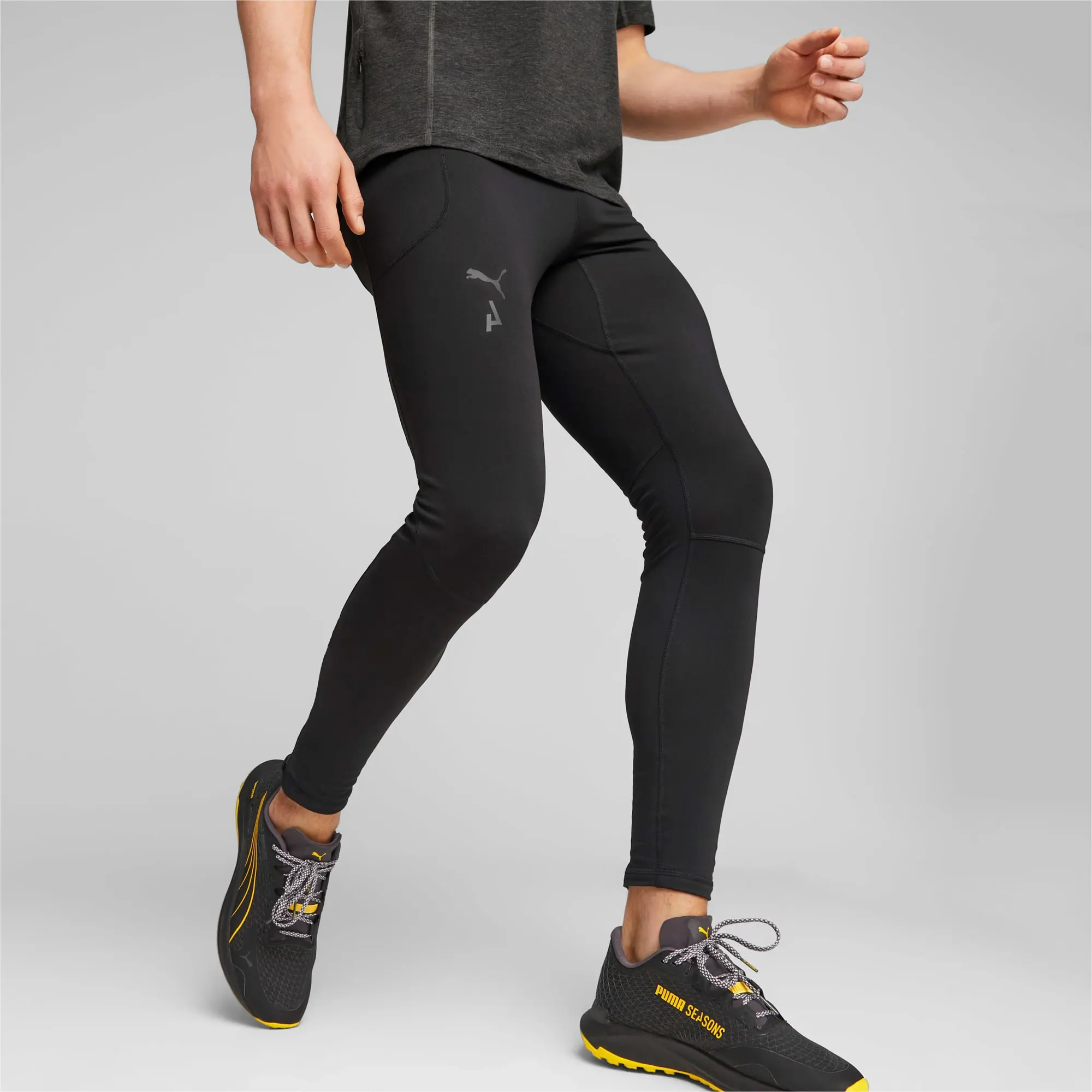 Puma Mens SEASONS Full Length Running Tights Leggings Black 524138 01 FOOTY.COM