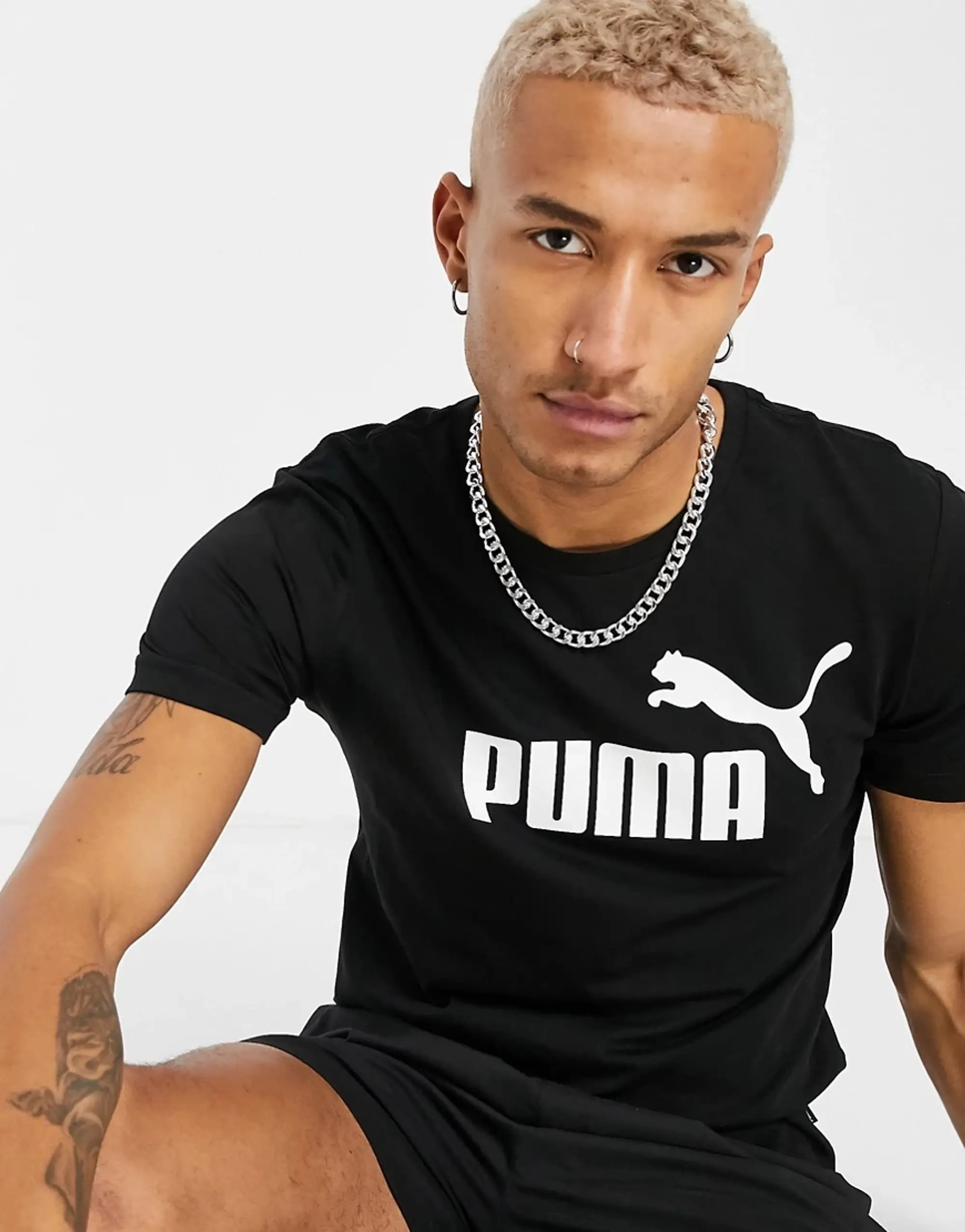 Puma 2 Col Logo T Shirt Mens