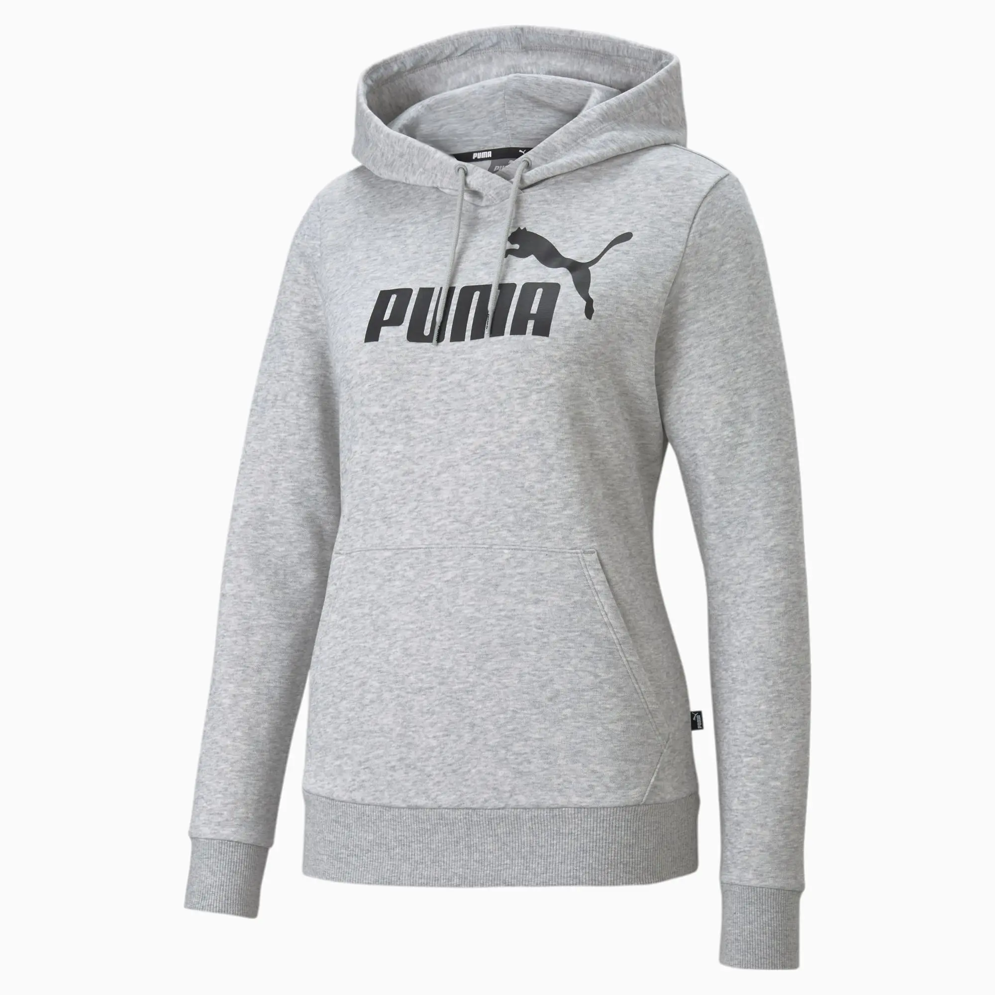 Puma Essentials Logo Womens Hoodie - Grey Cotton