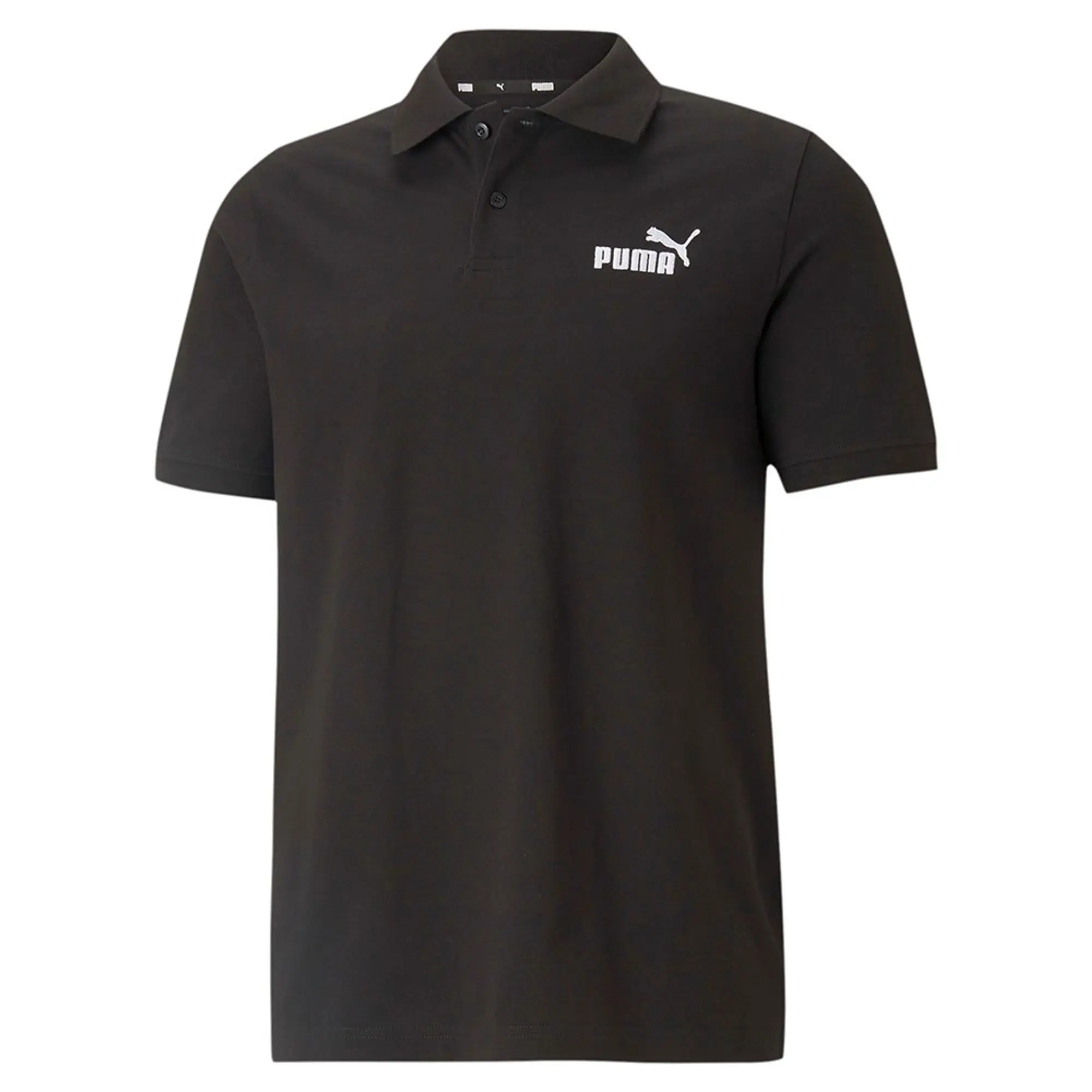 Puma Mens Essentials Pique Polo Shirt - Black Cotton