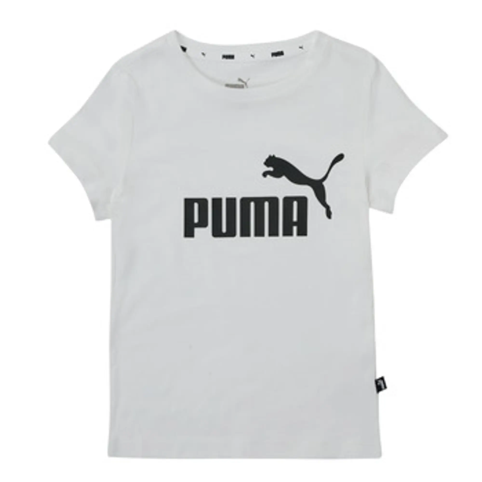 Puma Childrens Unisex Essentials Logo Youth Tee - White Cotton