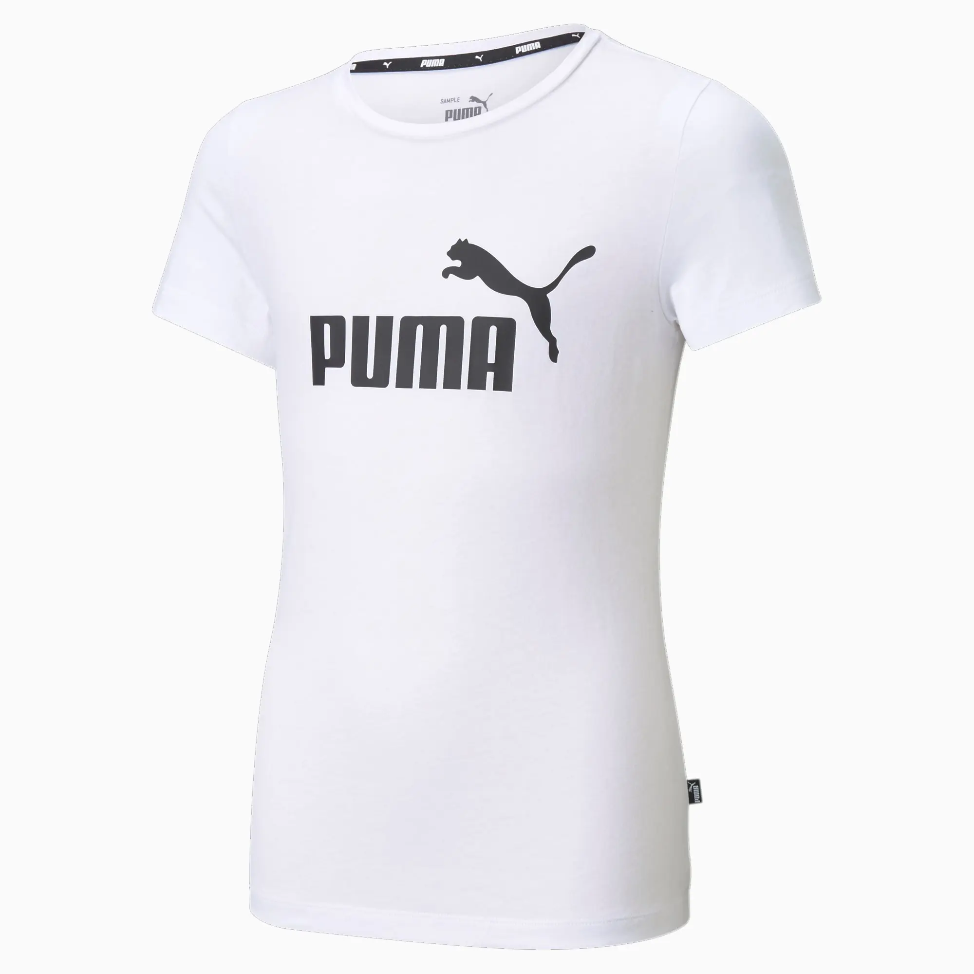Puma Childrens Unisex Essentials Logo Youth Tee - White Cotton