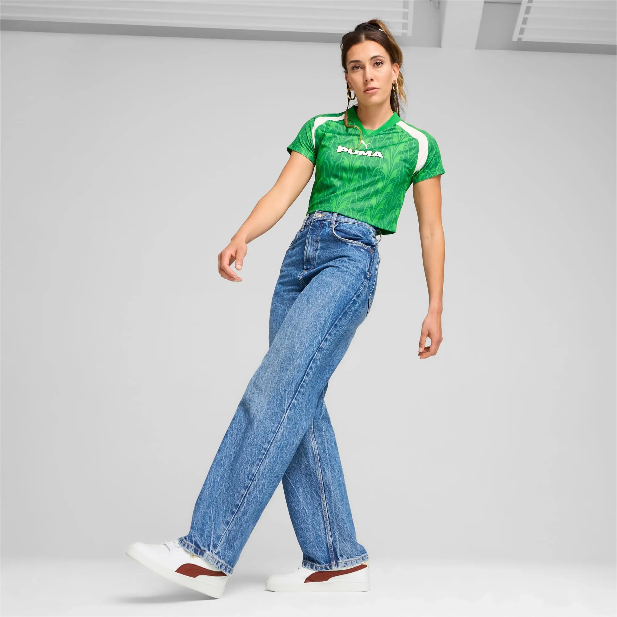 PUMA Football Jersey Baby Tee Shirt Women, Green