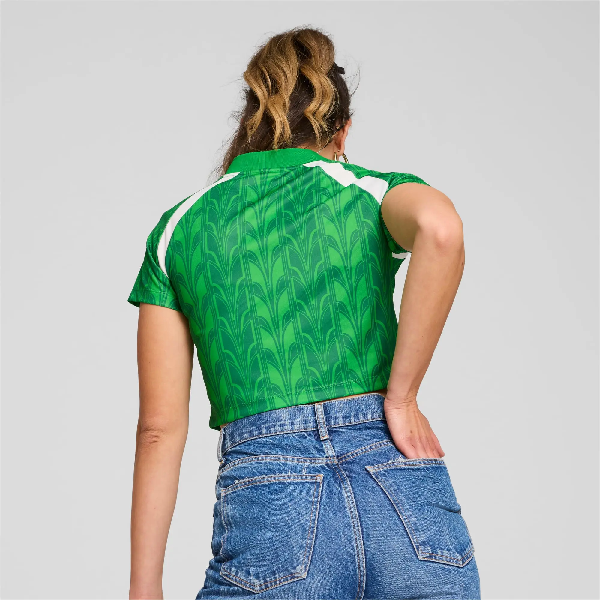 PUMA Football Jersey Baby Tee Shirt Women, Green