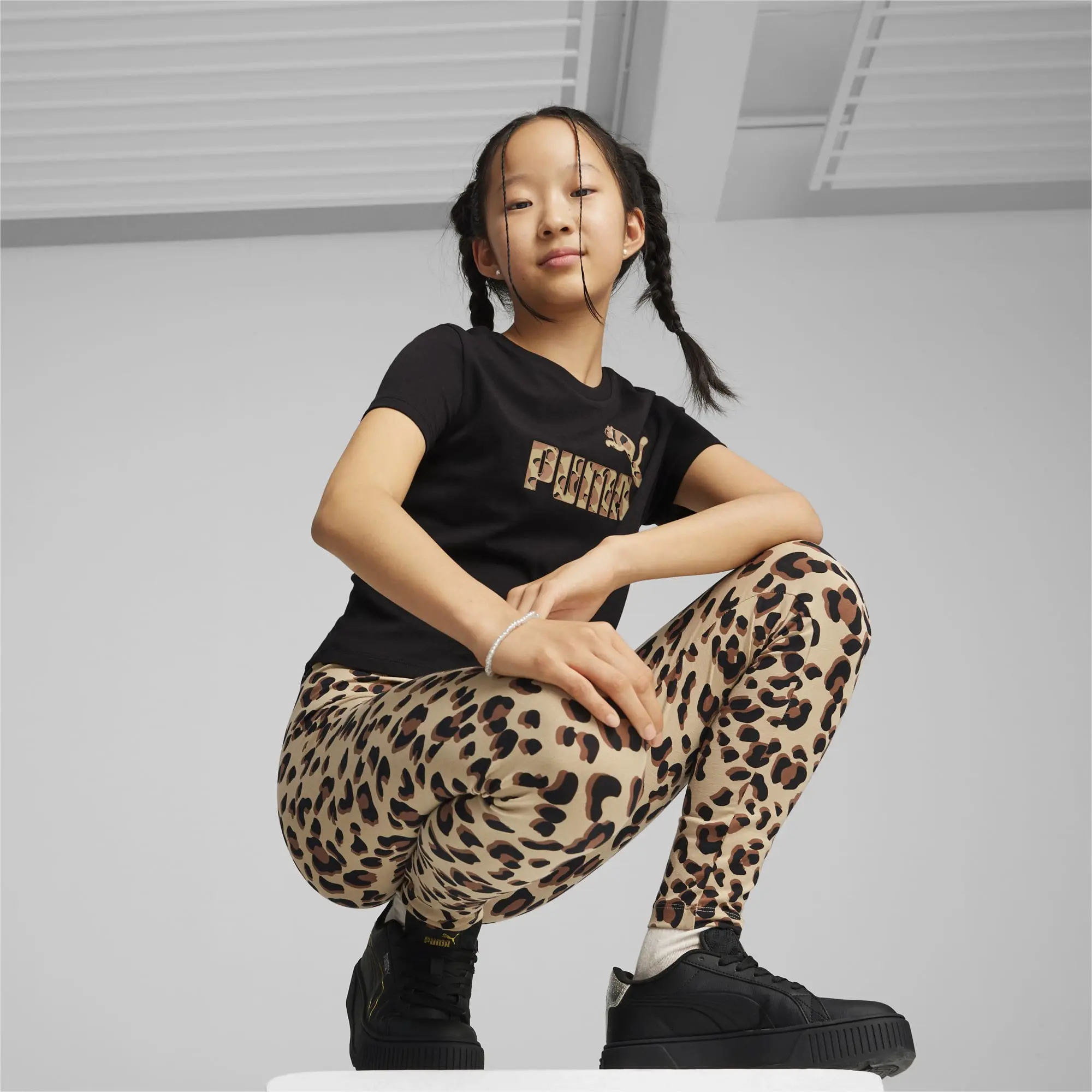 Puma Ess+ Animal Knotted Tee G T-Shirt Girls - Black
