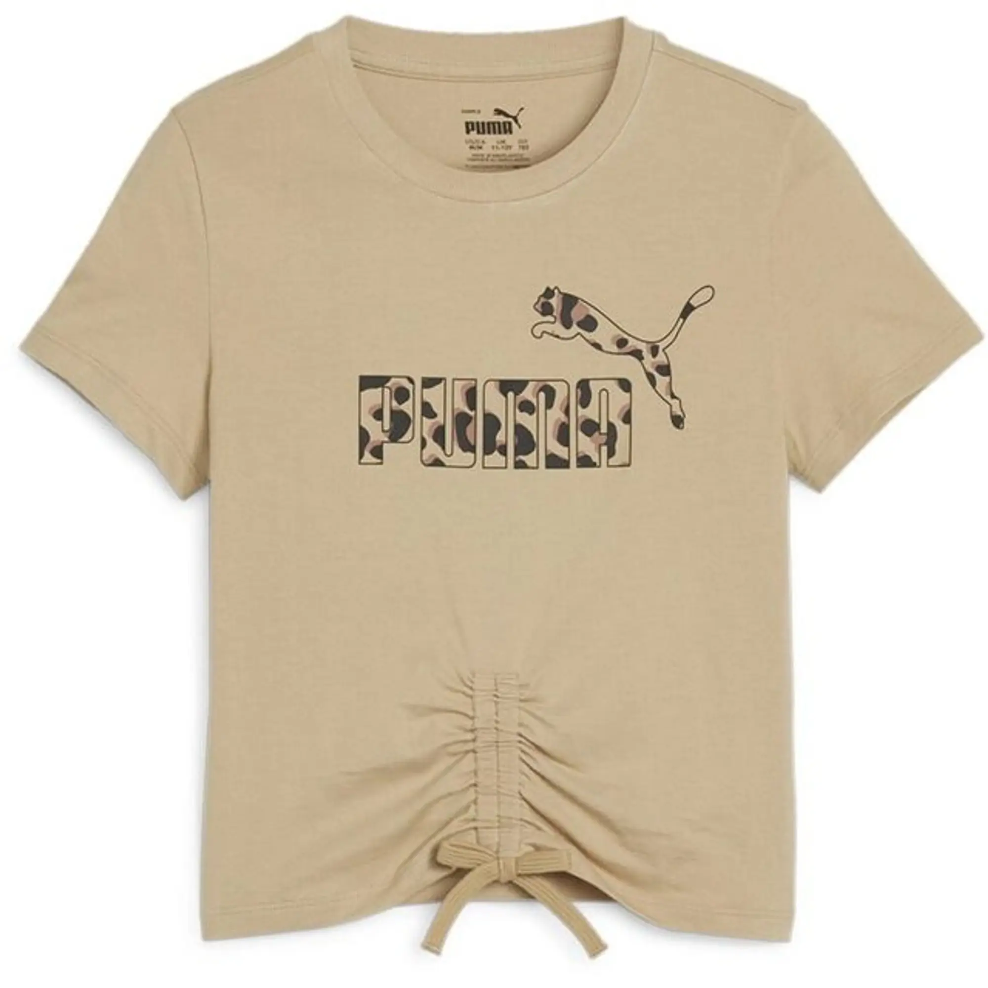 Puma Girls ESS+ ANIMAL Knotted T-Shirt - Beige