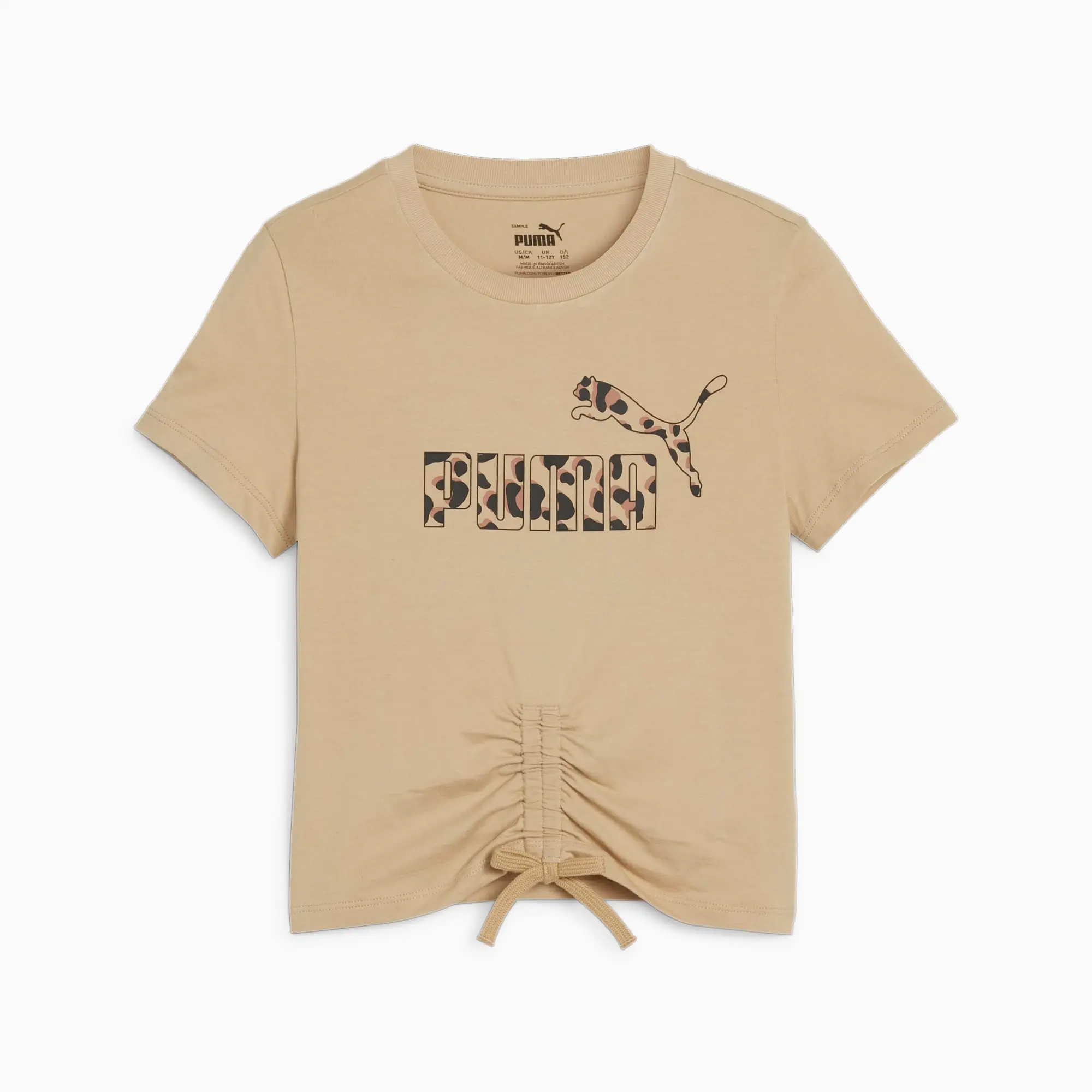 Puma Girls ESS+ ANIMAL Knotted T-Shirt - Beige