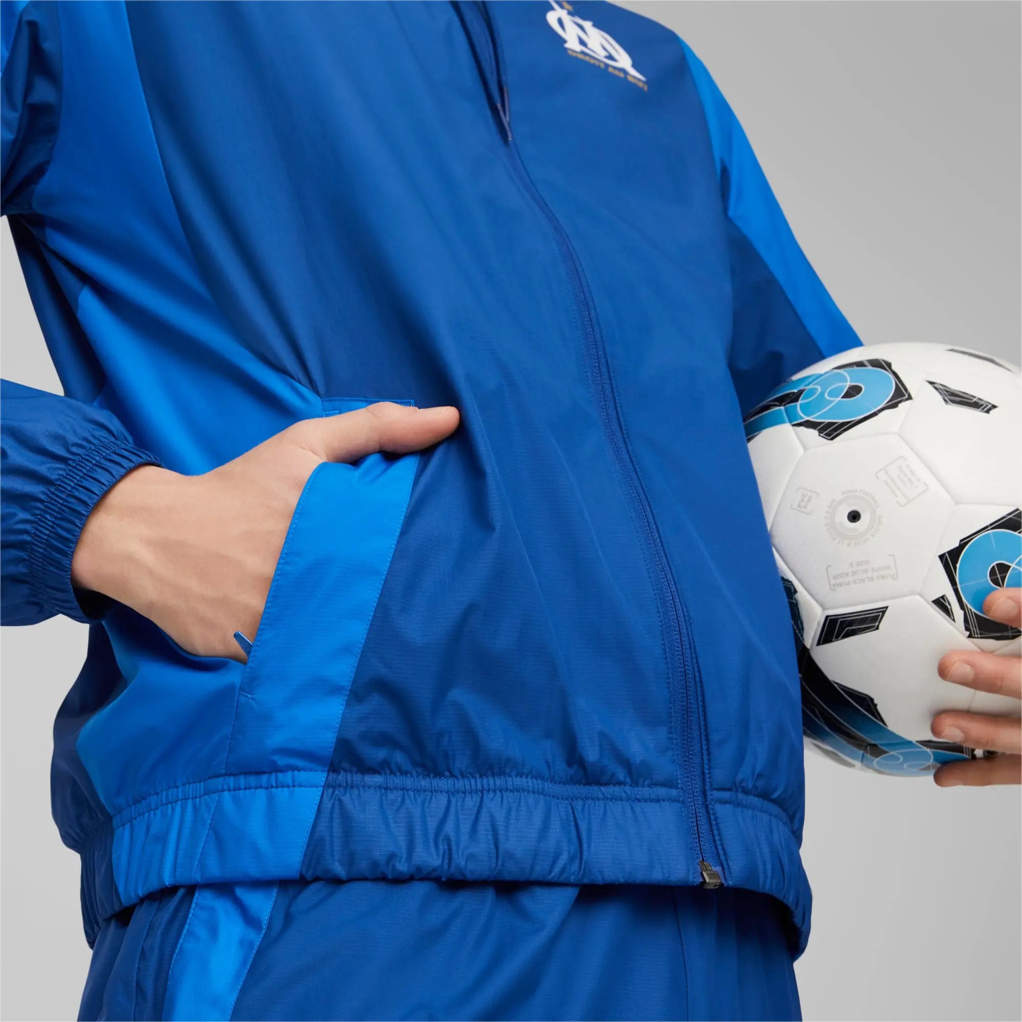 PUMA Olympique De Marseille Pre-Match Football Jacket, Royal Blue