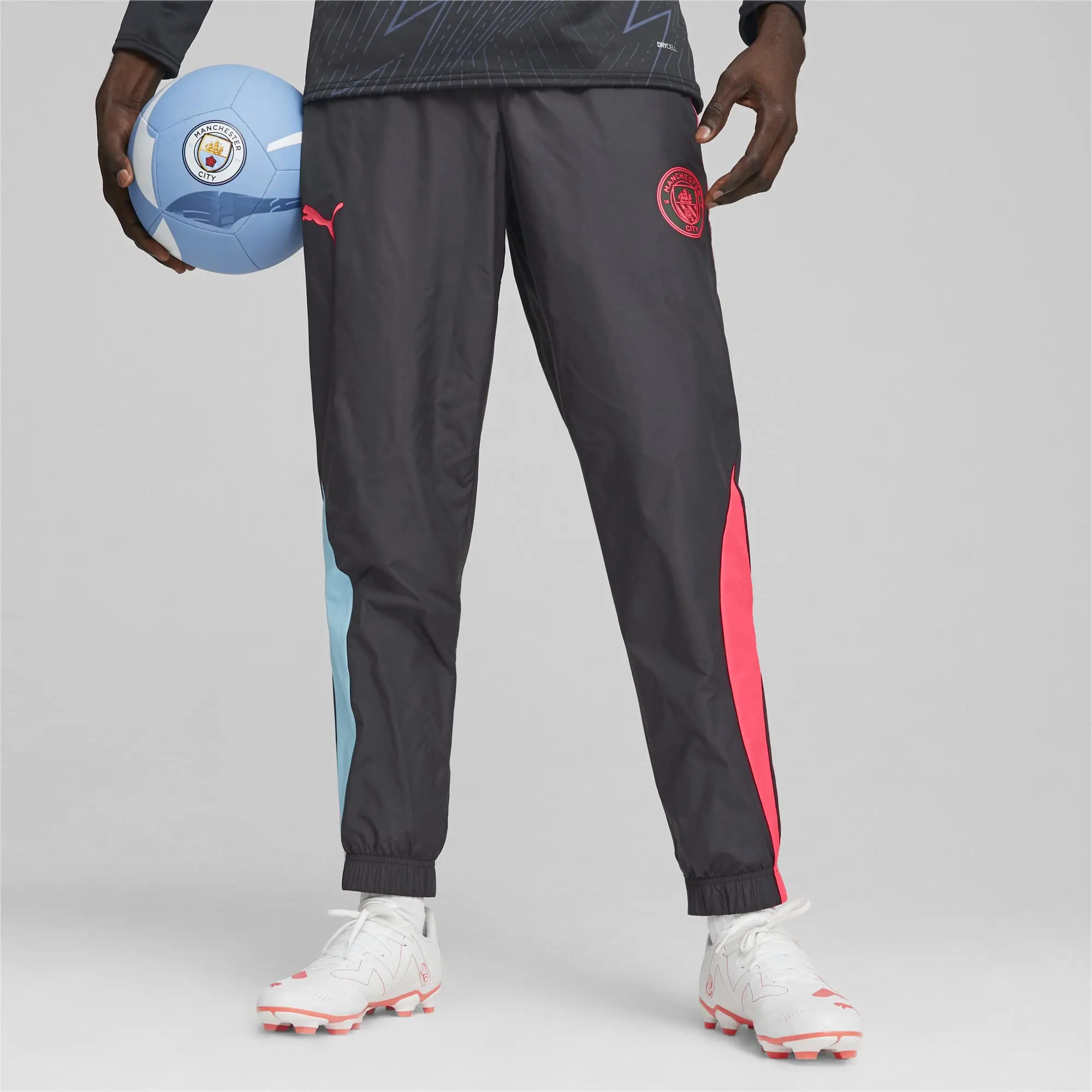 Puma Mens Manchester City F.C. Pre-Match Woven Pants - Black