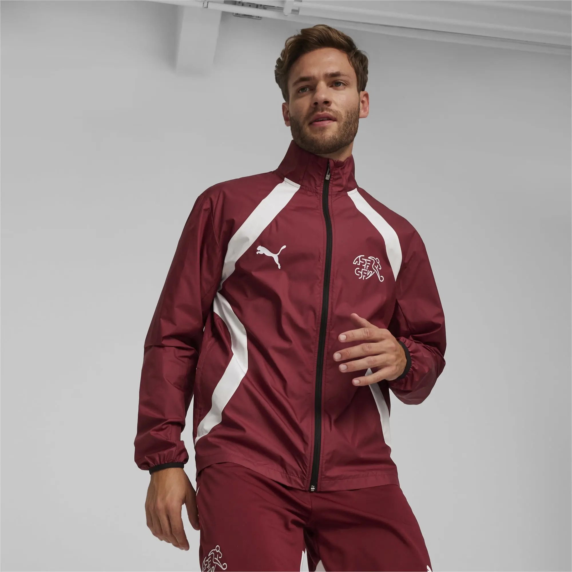 Puma Mens Switzerland Football Pre-match Woven Jacket - Red