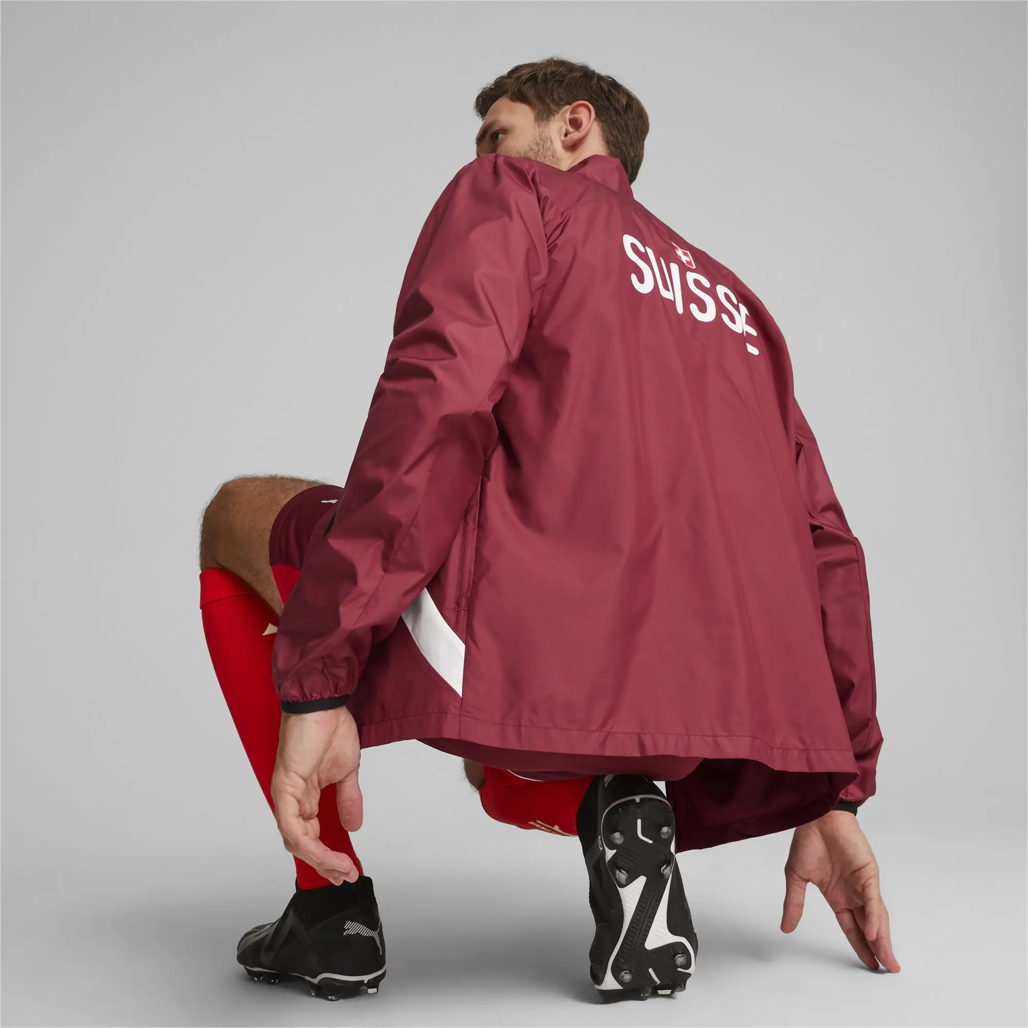 Puma Mens Switzerland Football Pre-match Woven Jacket - Red