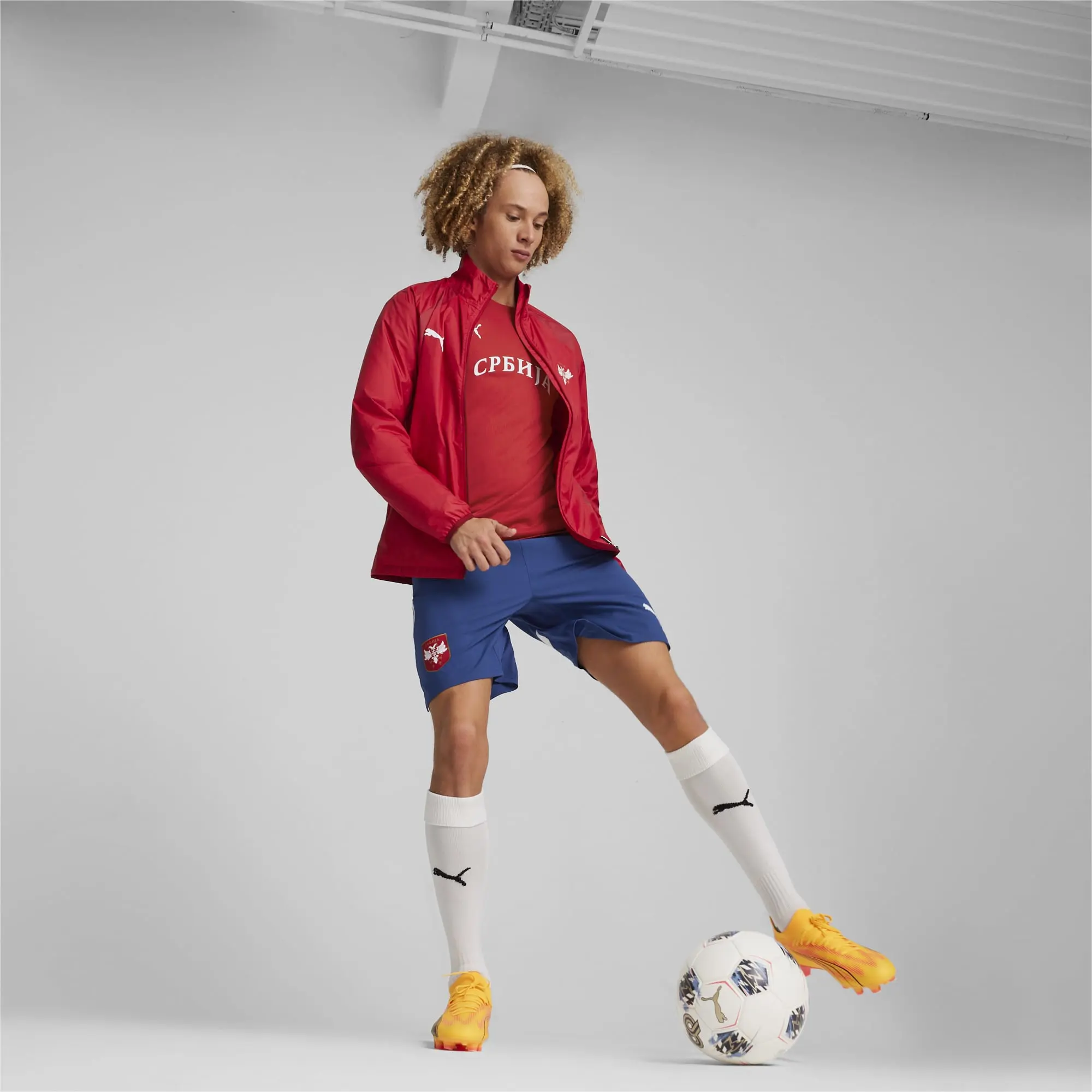 Puma Mens Serbia Pre-match Woven Football Jacket - Red