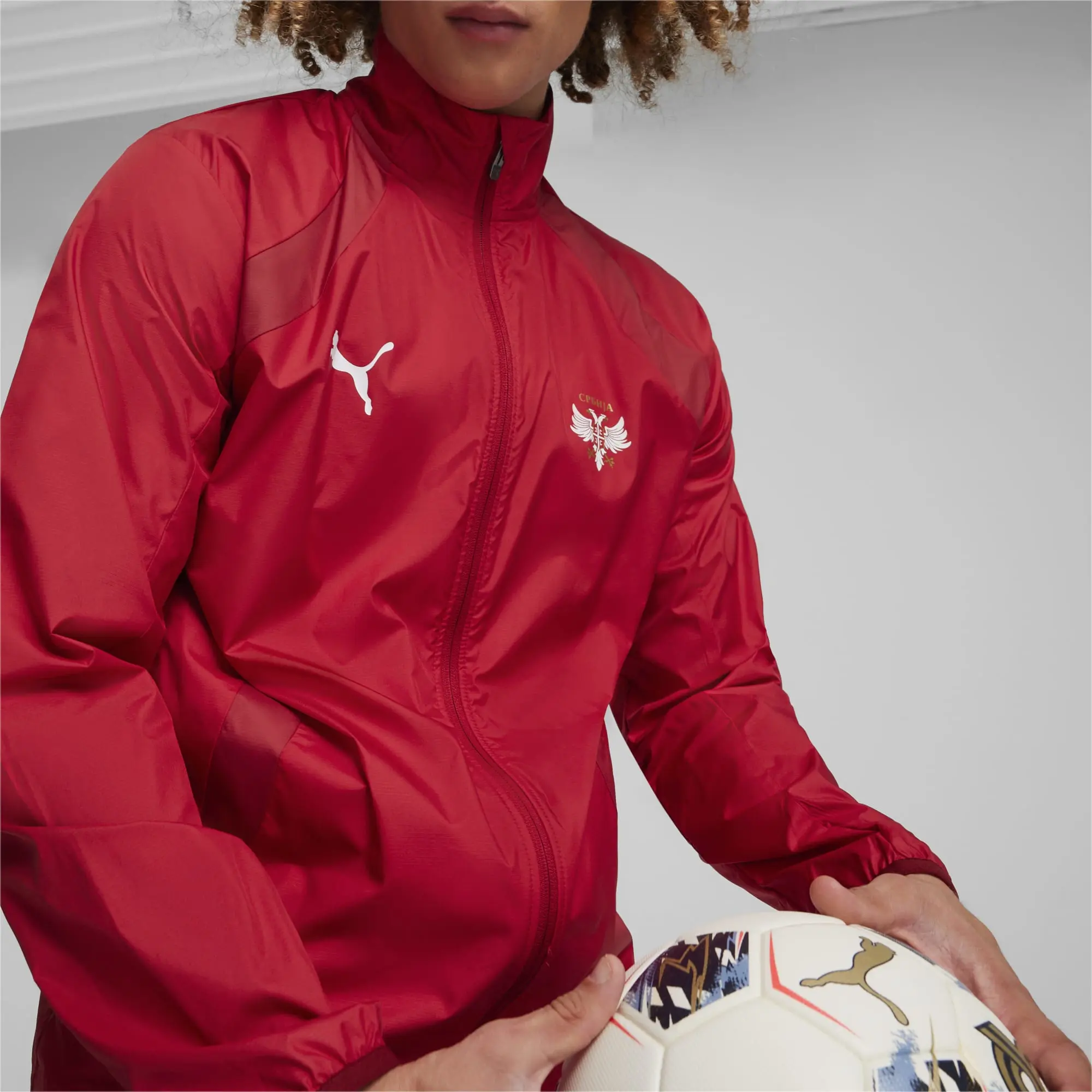 Puma Mens Serbia Pre-match Woven Football Jacket - Red