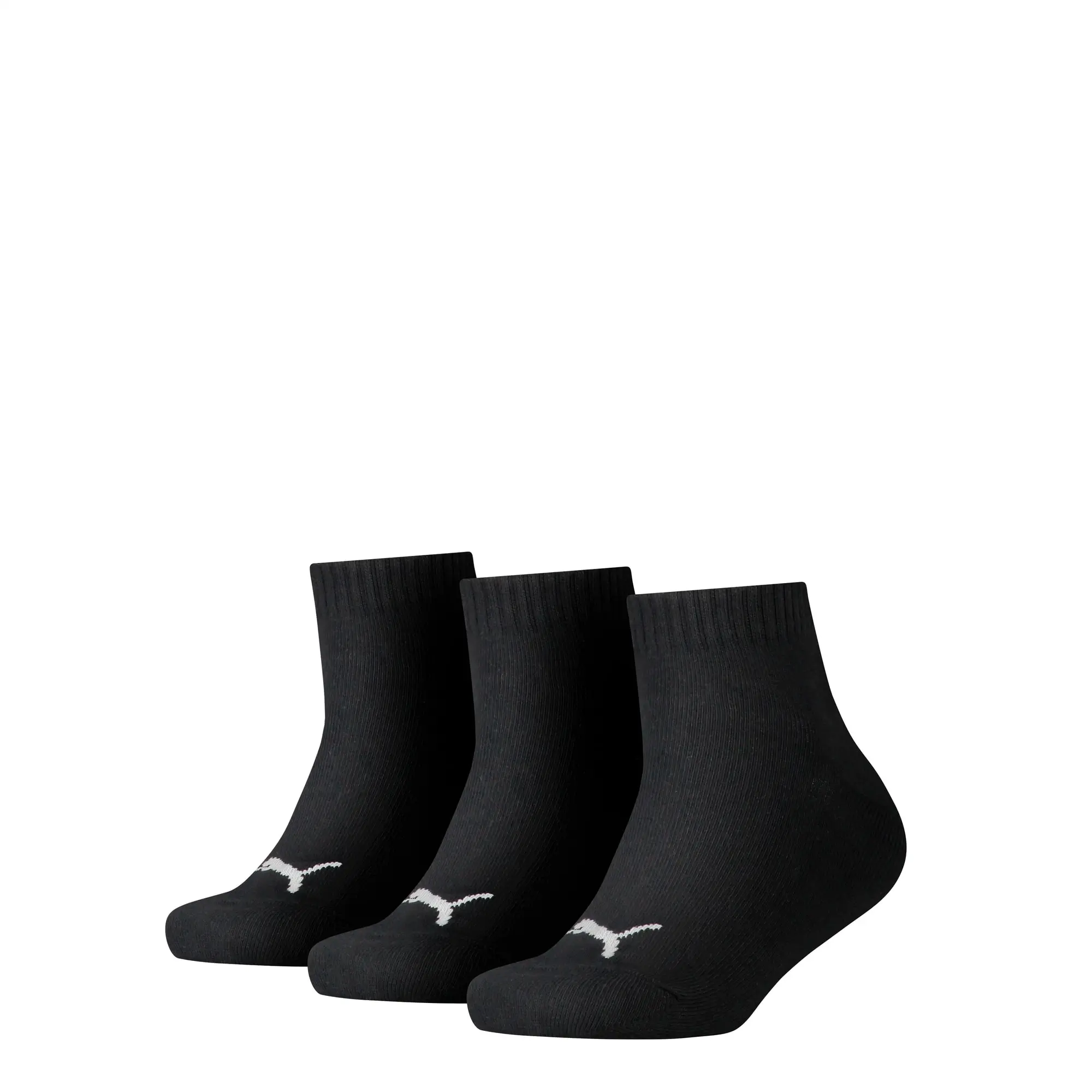 PUMA Kids' Quarter Socks 3 Pack, Black