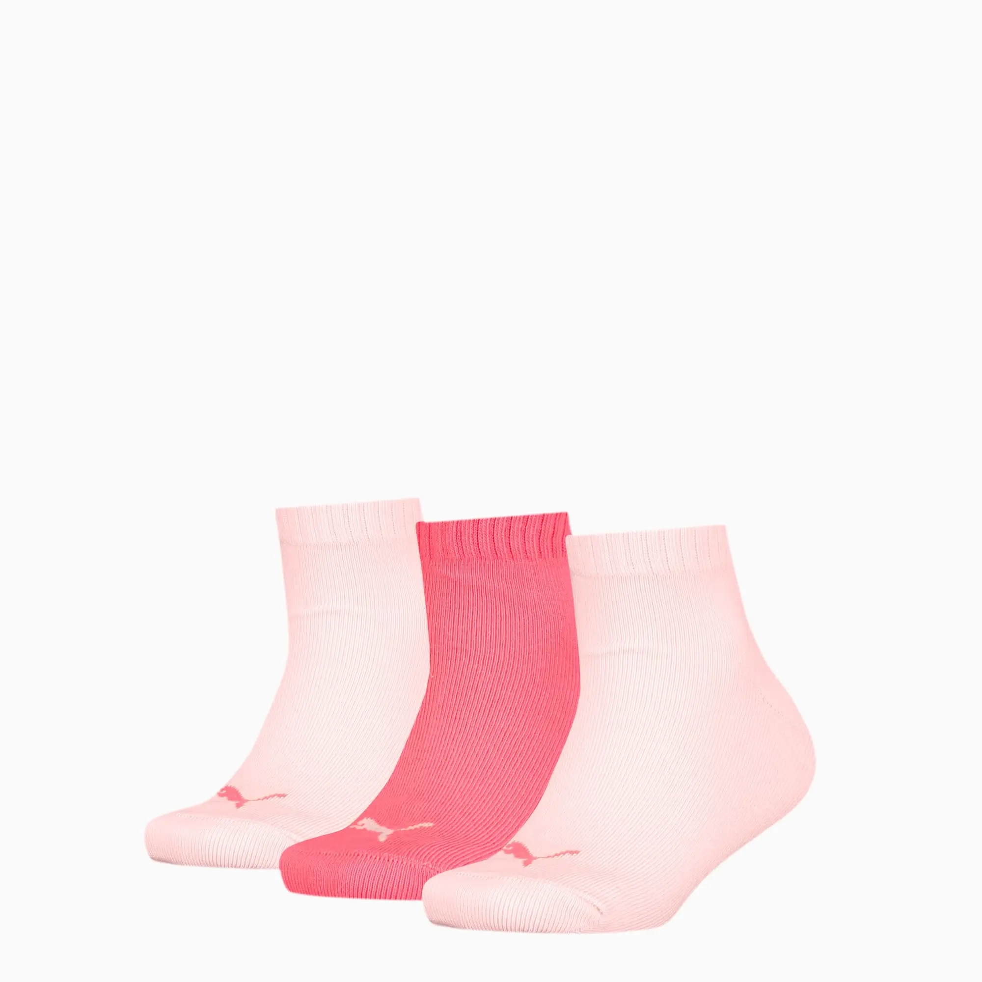 PUMA Kids' Quarter Socks 3 Pack, Pink Combo