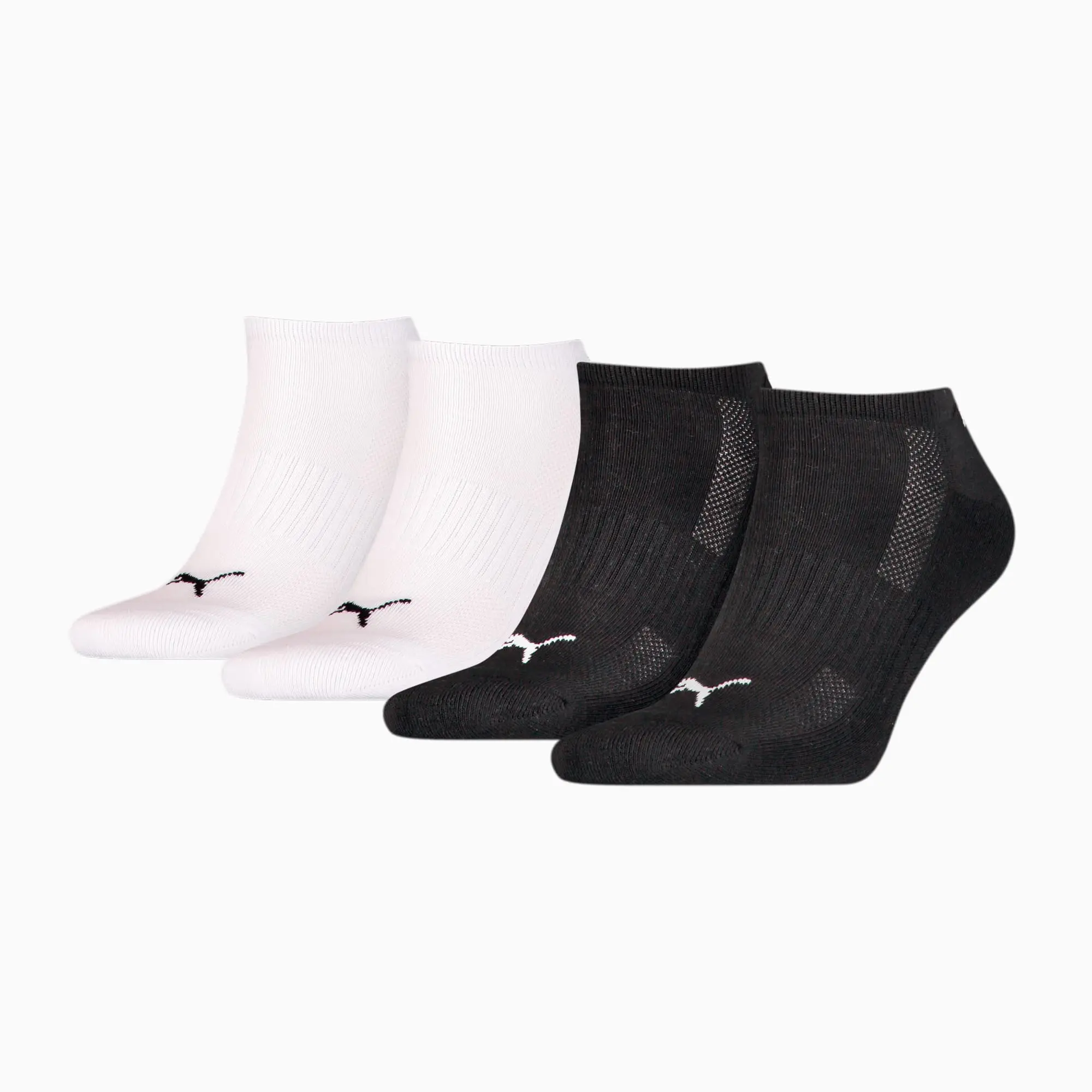 PUMA Unisex Cushioned Sneaker Socks 4 Pack, Black/White