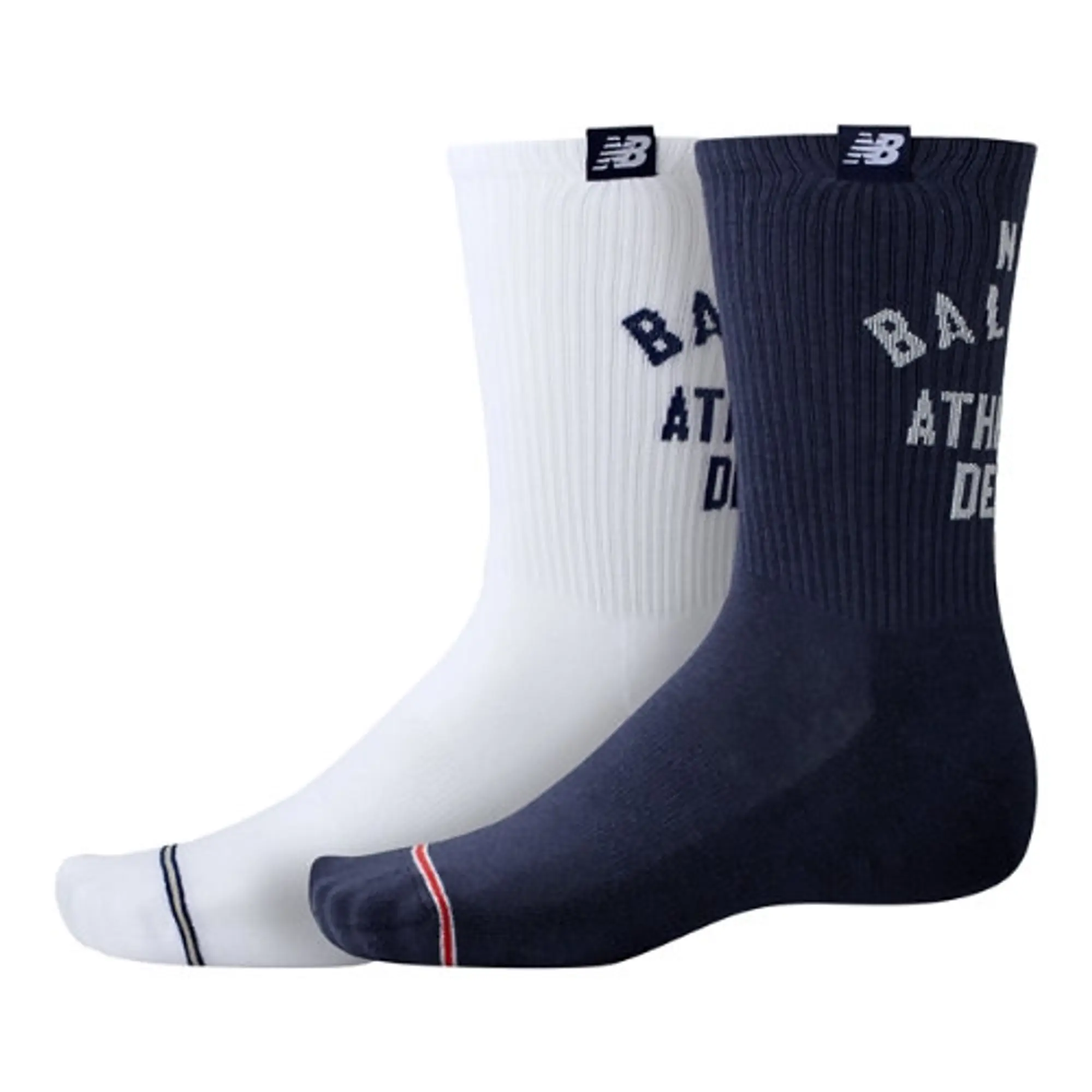 New Balance Unisex Lifestyle Midcalf Socks 2 Pack in Red/White Cotton