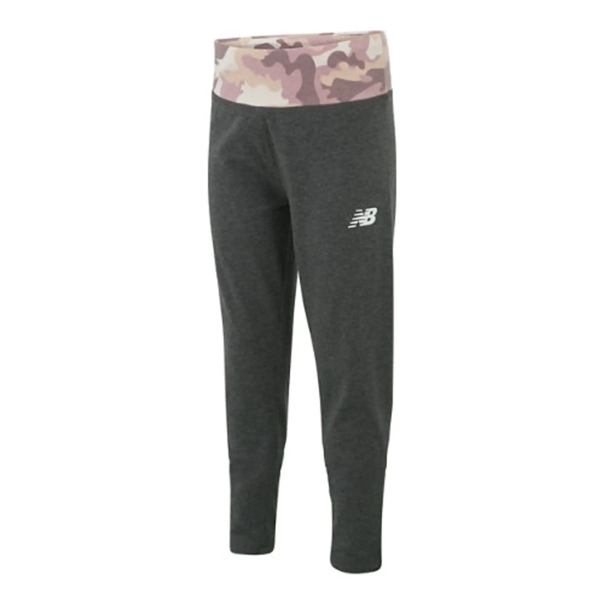 New Balance Kids' Girls Cotton Spandex Stacked Logo Legging in Grey