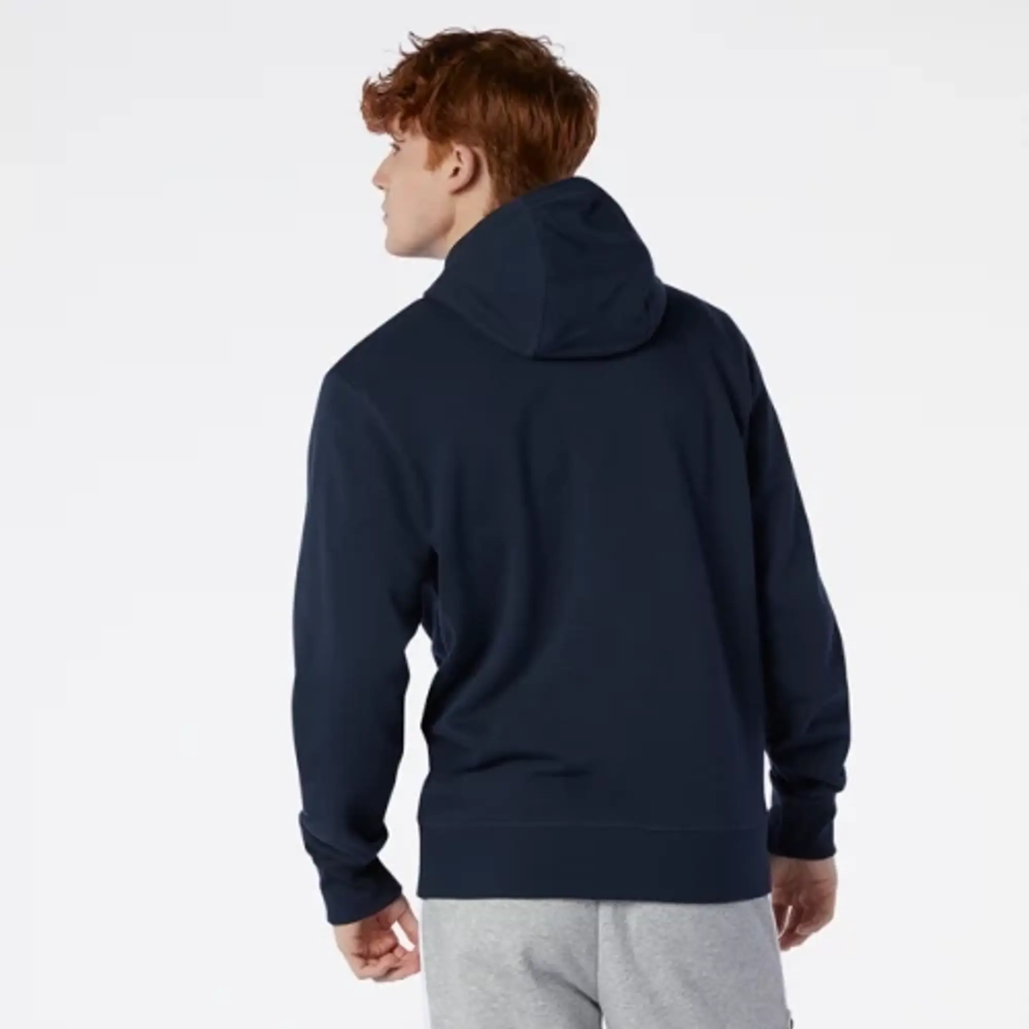 New Balance Men's NB Essentials Stacked Full Zip Hoodie in Black Cotton