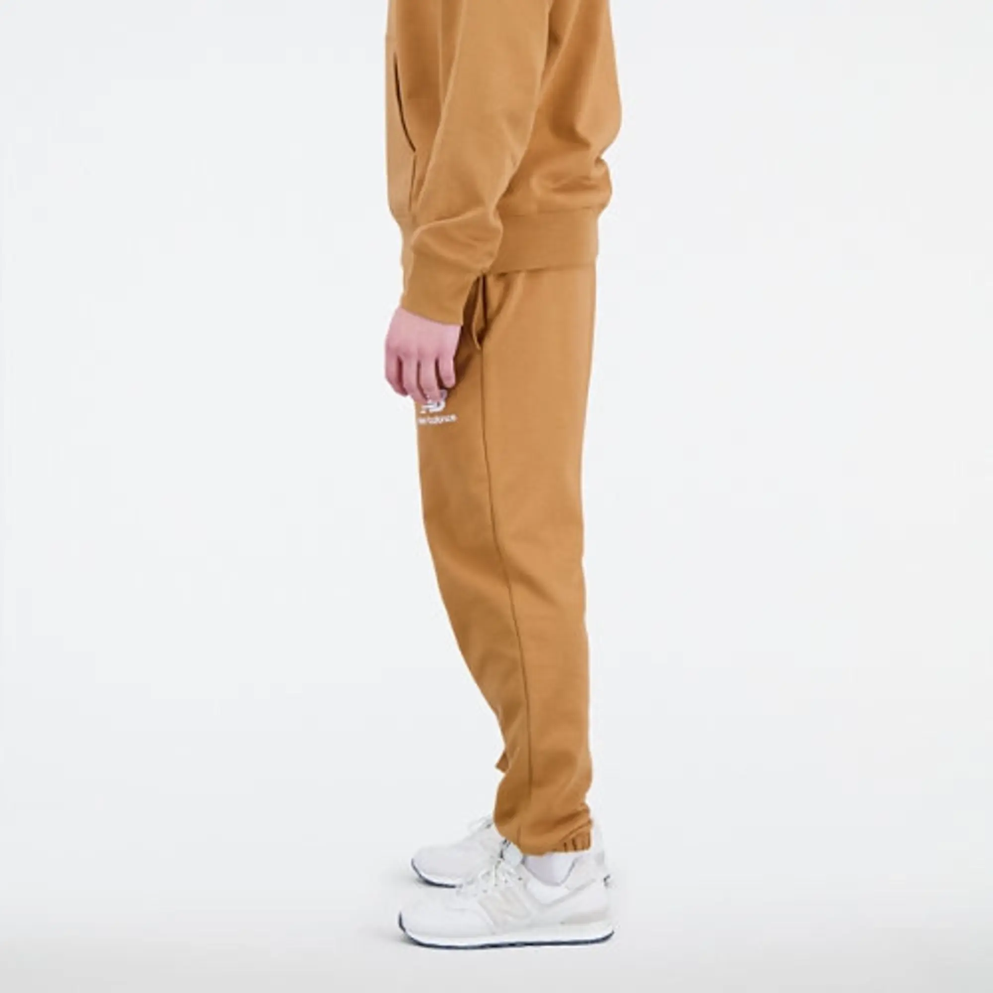 New Balance Men's Essentials Stacked Logo French Terry Sweatpant in Brown Cotton Fleece