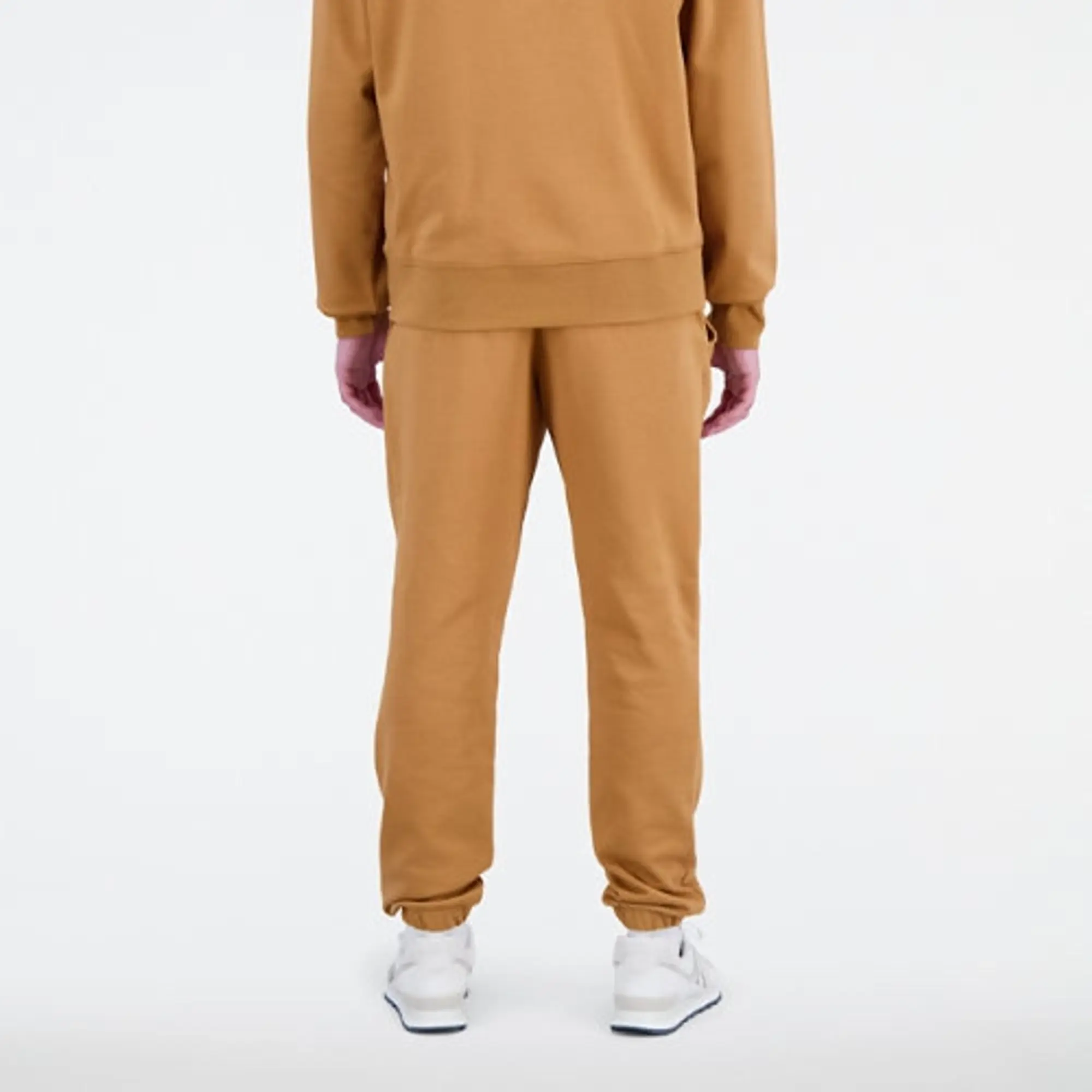 New Balance Men's Essentials Stacked Logo French Terry Sweatpant in Brown Cotton Fleece