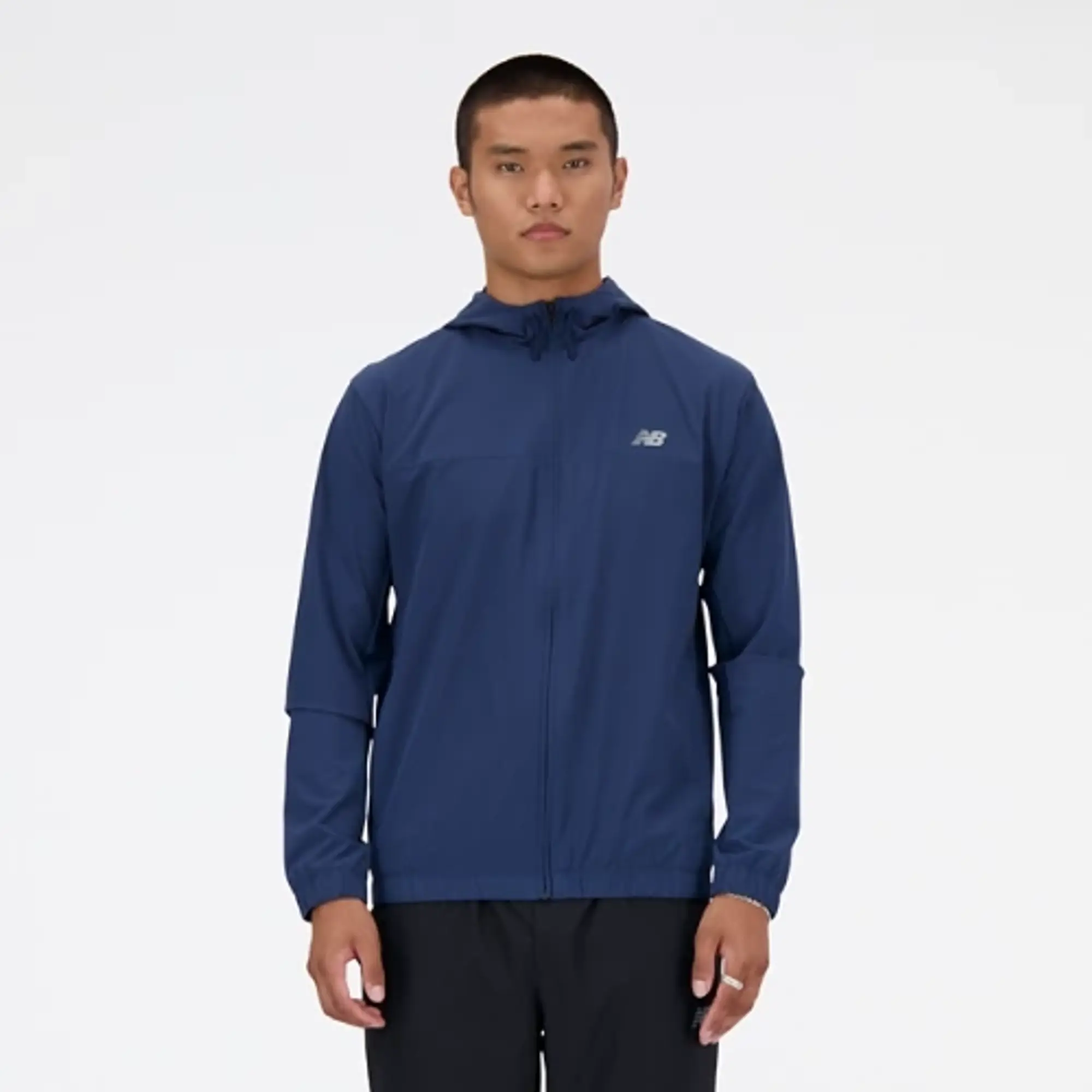 New Balance Men's Woven Full Zip Jacket in Blue Polywoven