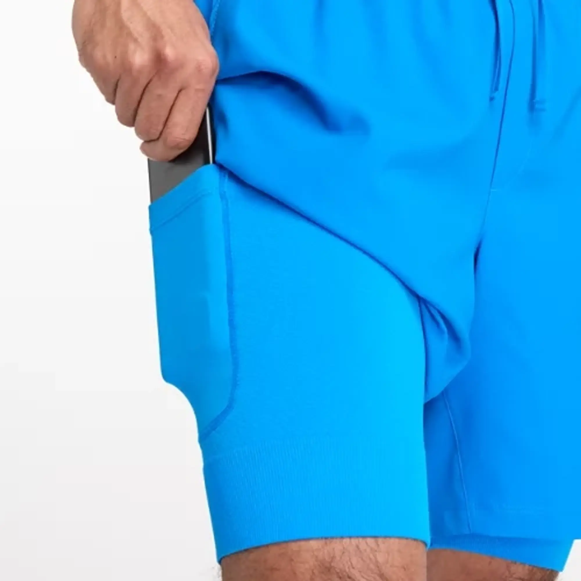 New Balance Men's AC Lined Short 7 in Blue Polywoven