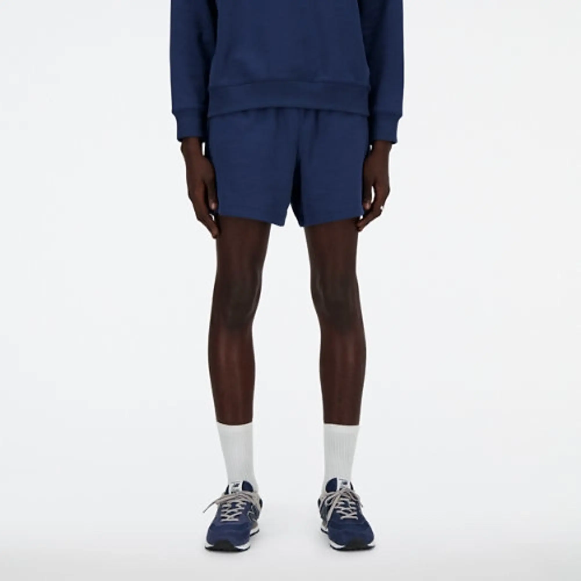 New Balance Men's Athletics French Terry Short 5 in Blue Cotton