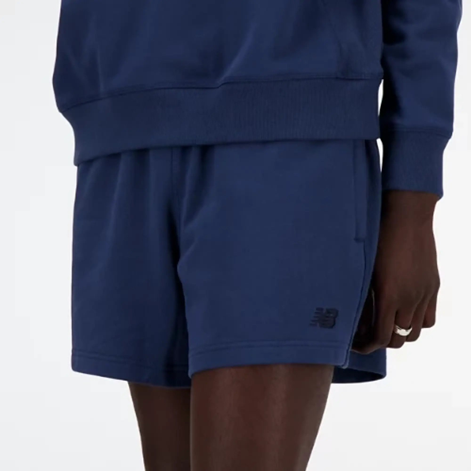 New Balance Men's Athletics French Terry Short 5 in Blue Cotton