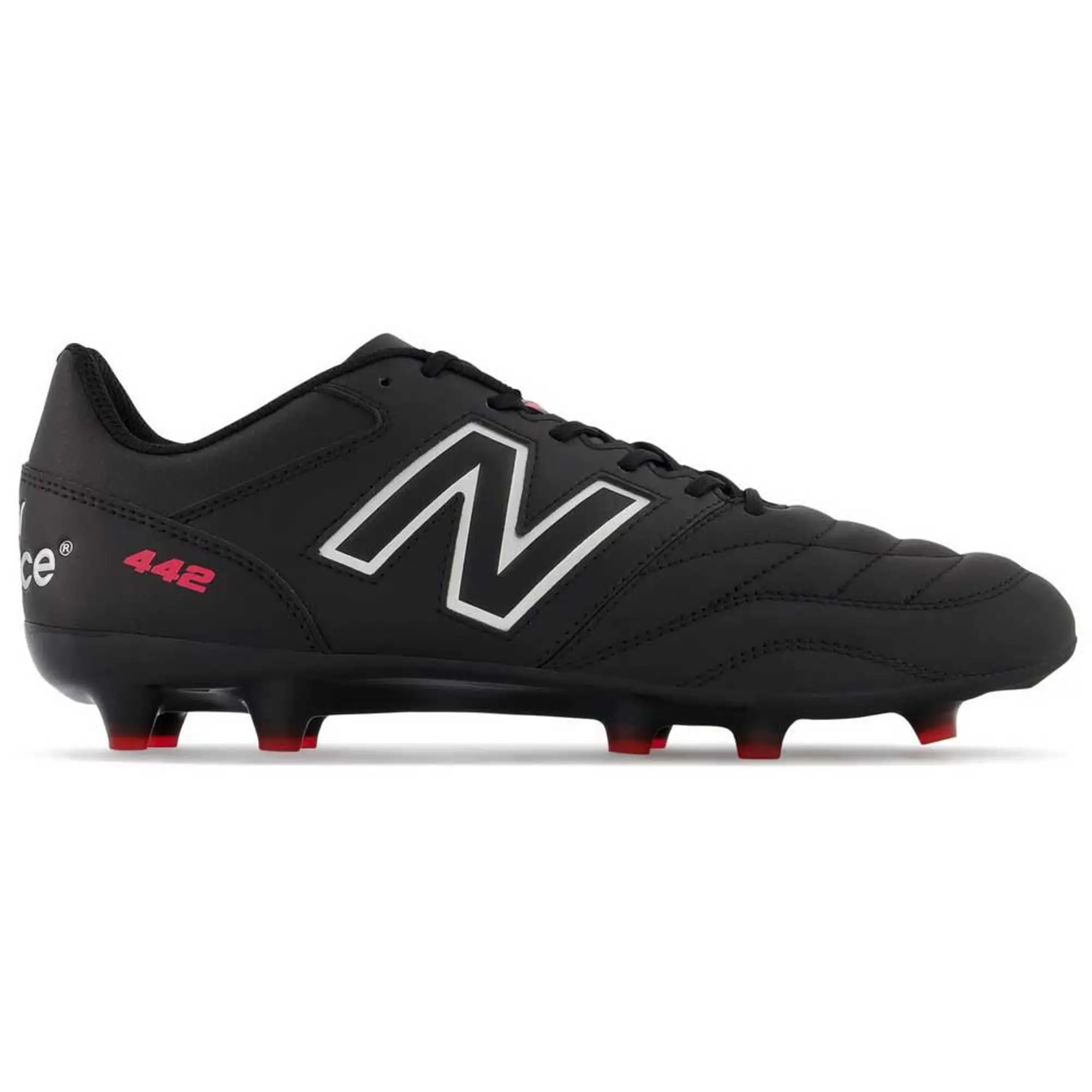 New Balance Men's 442 V2 TEAM FG in Black/White Leather