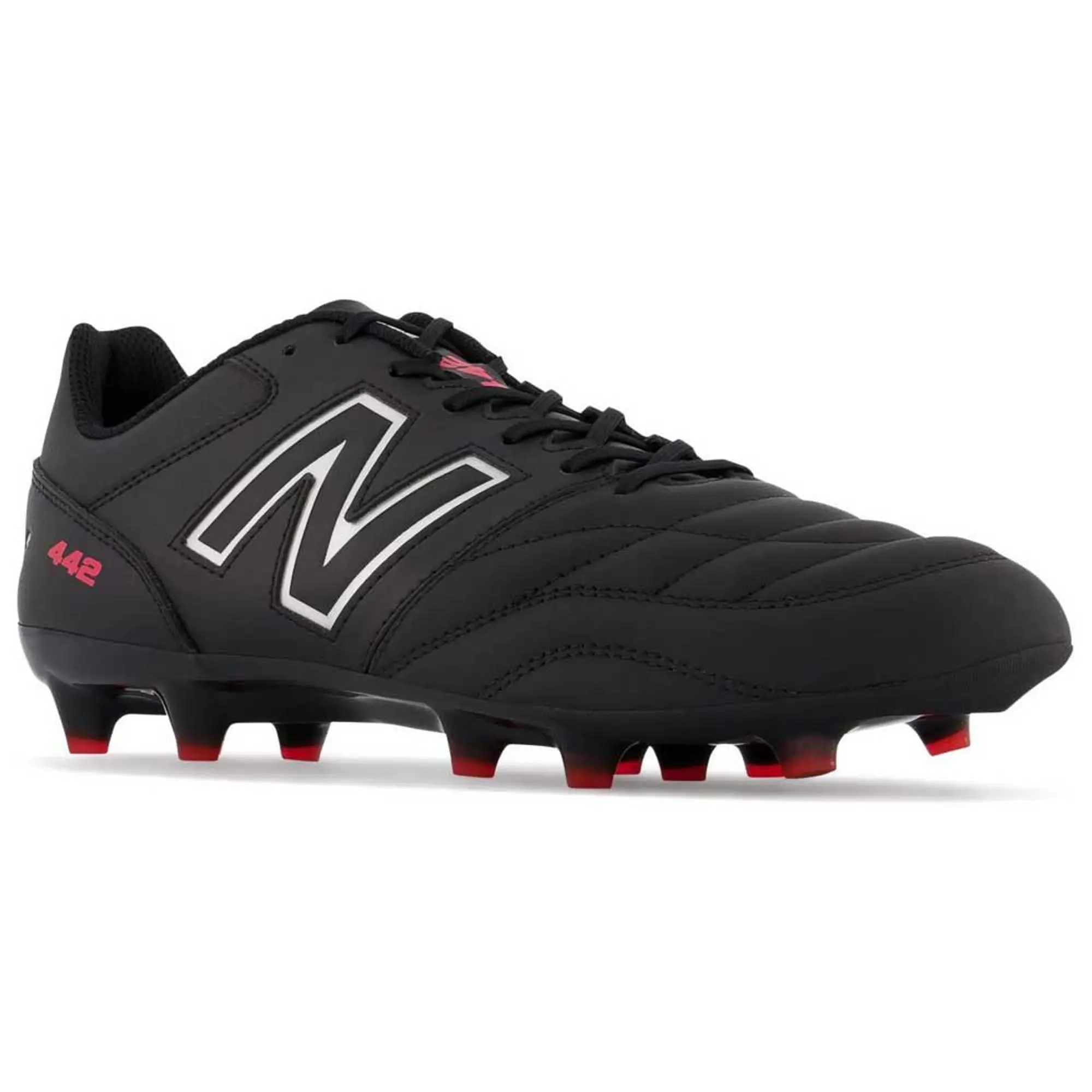 New Balance Men's 442 V2 TEAM FG in Black/White Leather