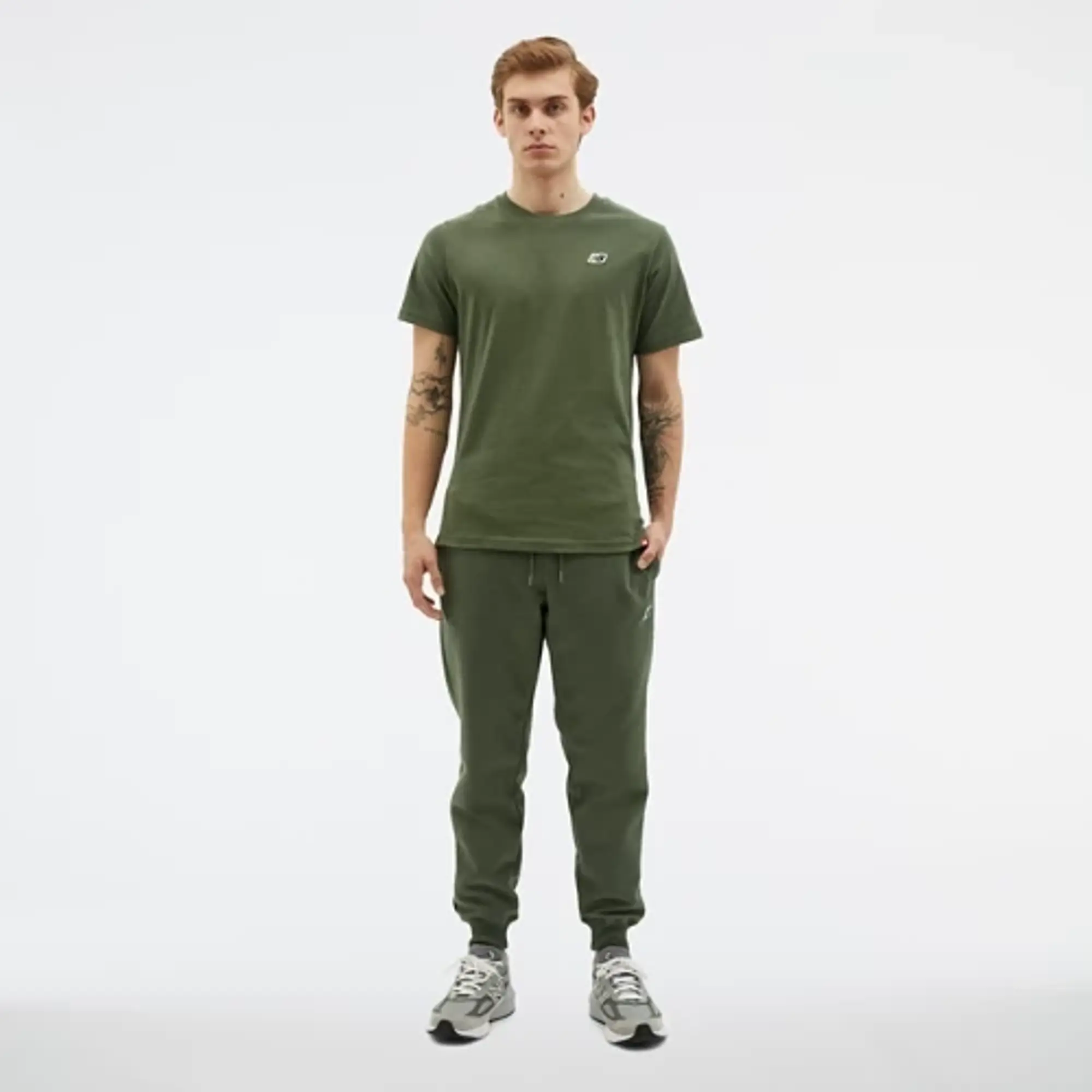 New Balance Men's NB Small Logo Tee in Green Cotton
