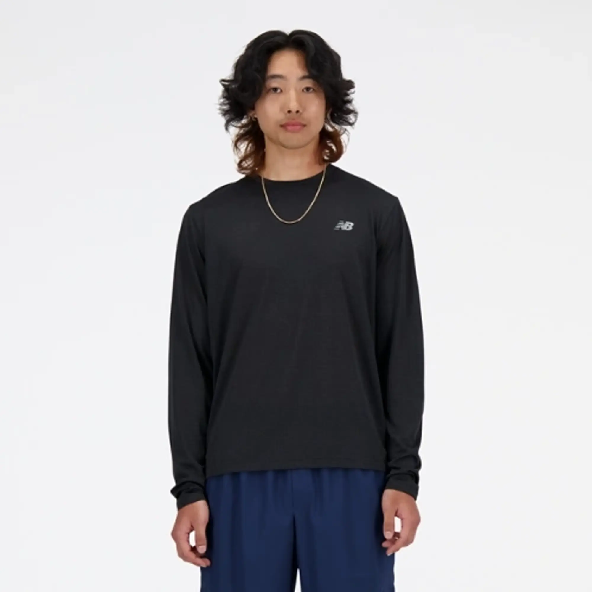 New Balance Men's Athletics Long Sleeve in Black Poly Knit