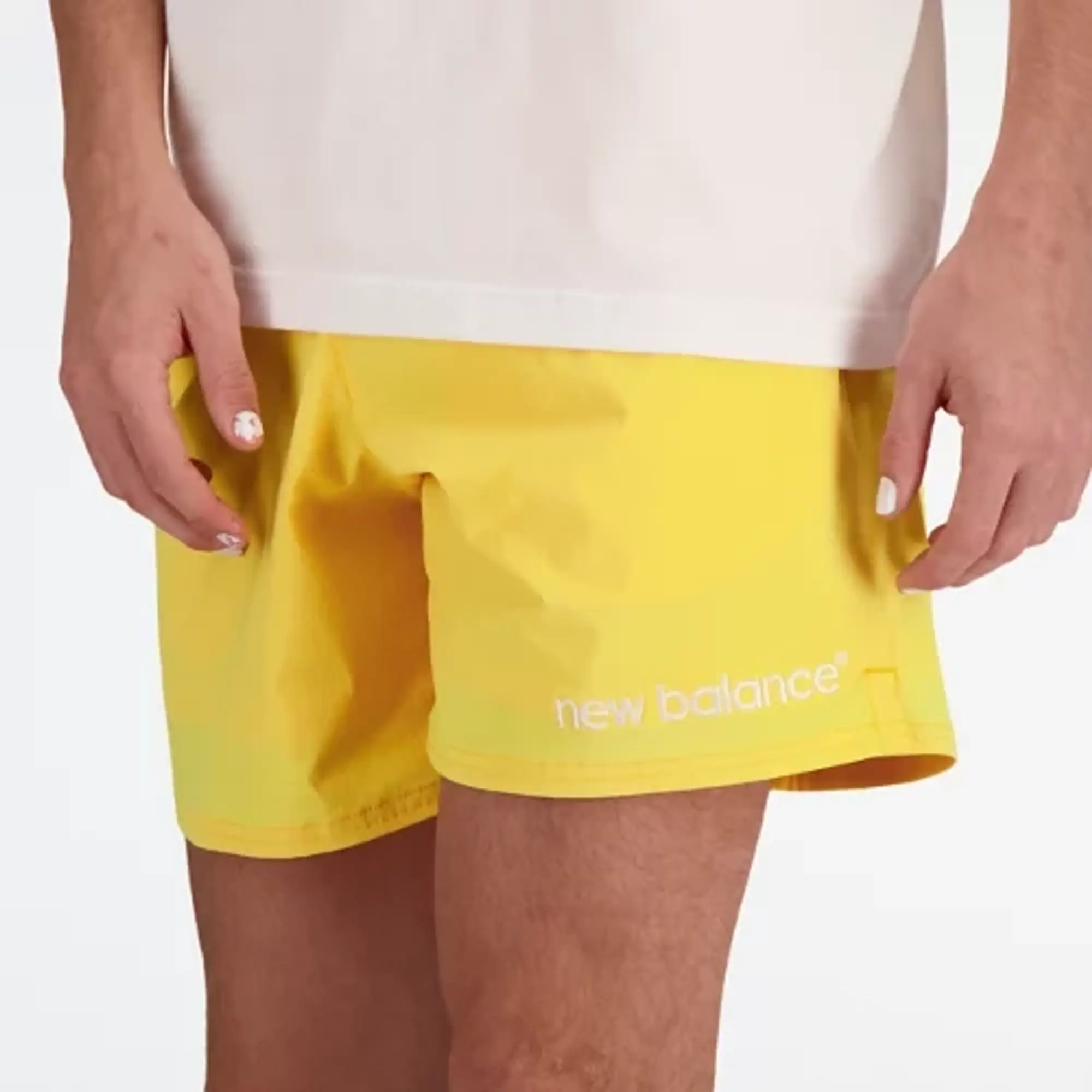 New Balance Men's Archive Stretch Woven Short in Yellow Polywoven