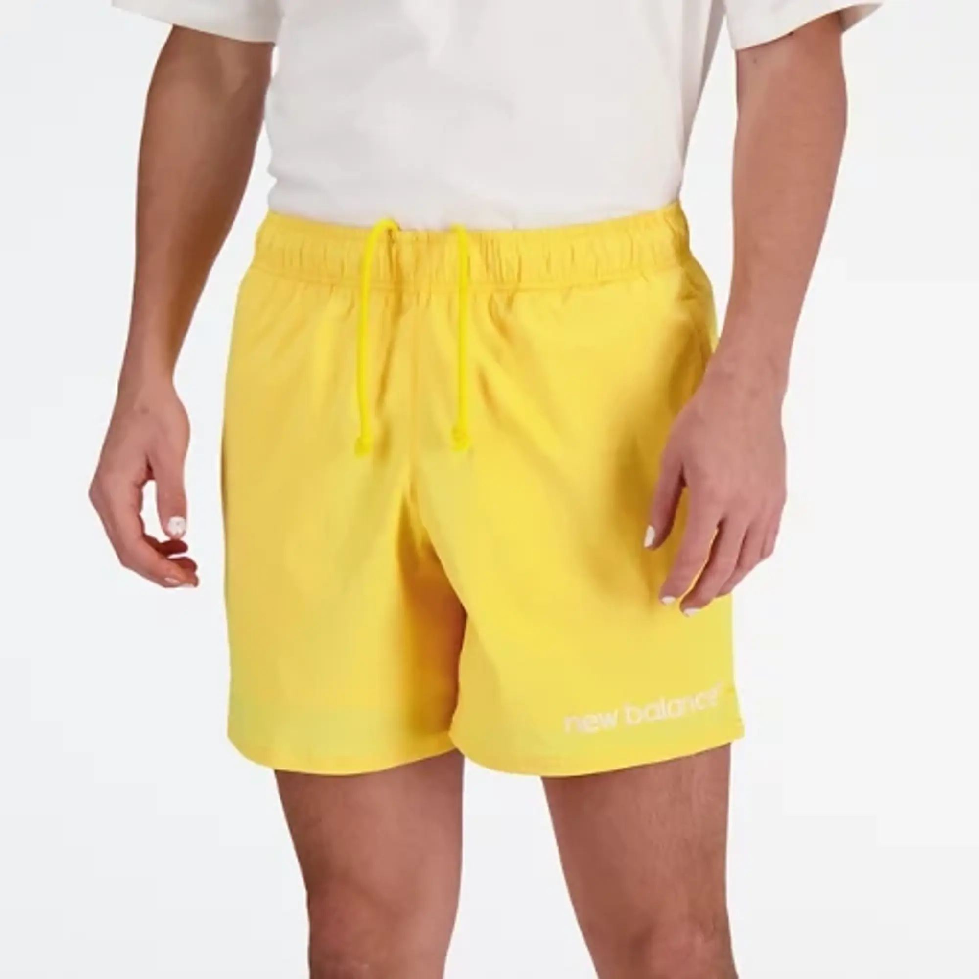 New Balance Men's Archive Stretch Woven Short in Yellow Polywoven
