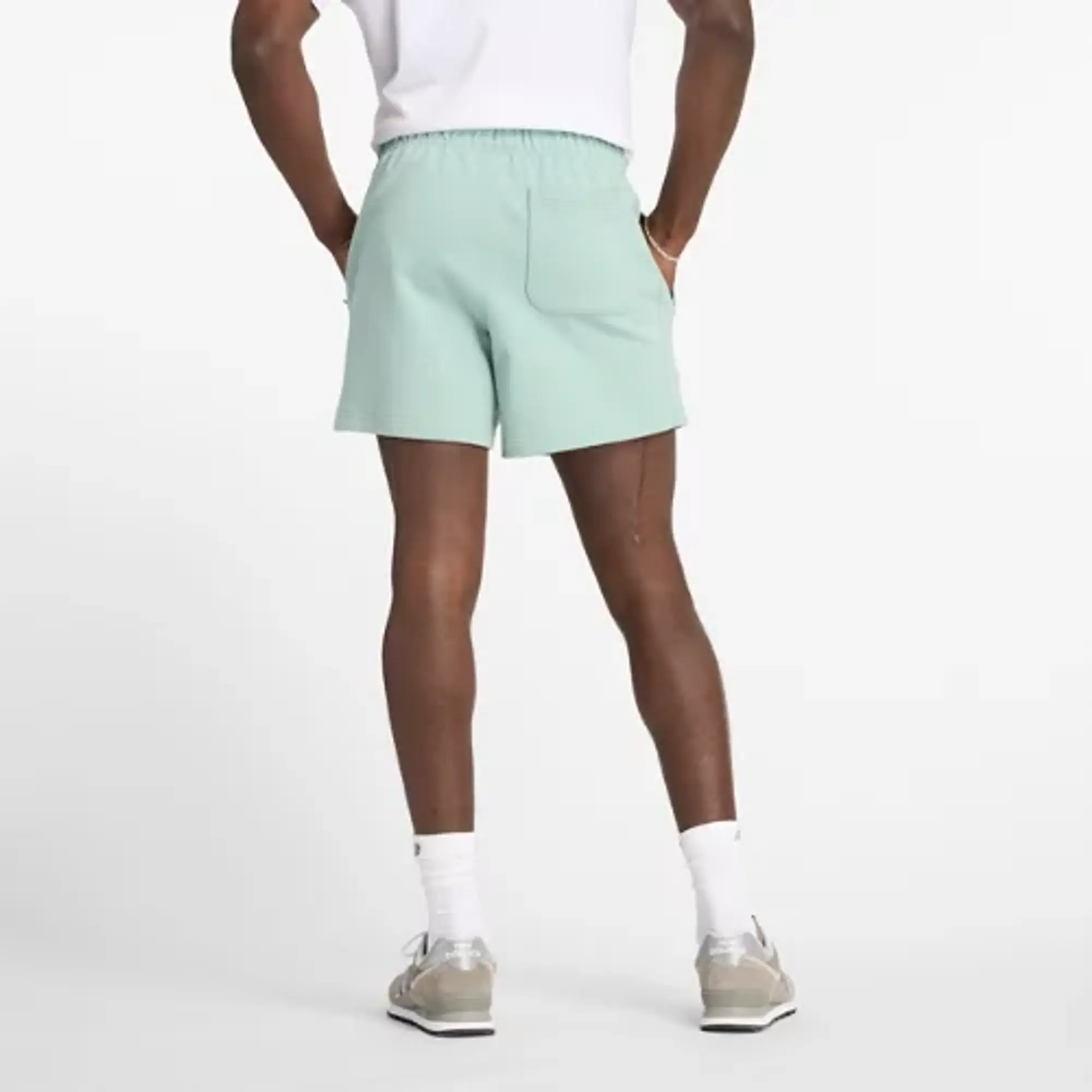 New Balance Men's Athletics French Terry Short 5 in Green Cotton