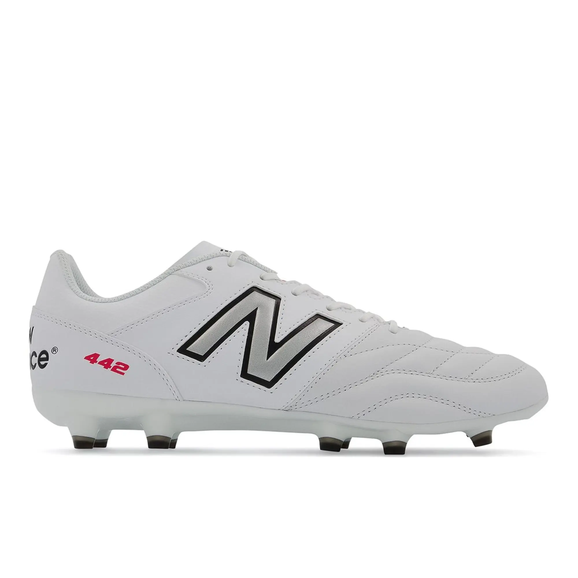 New Balance Men's 442 V2 TEAM FG in White/Black Leather