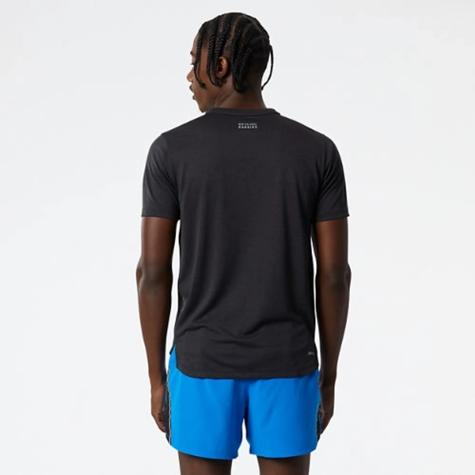 New Balance Men's Impact Run Short Sleeve in Black Poly Knit