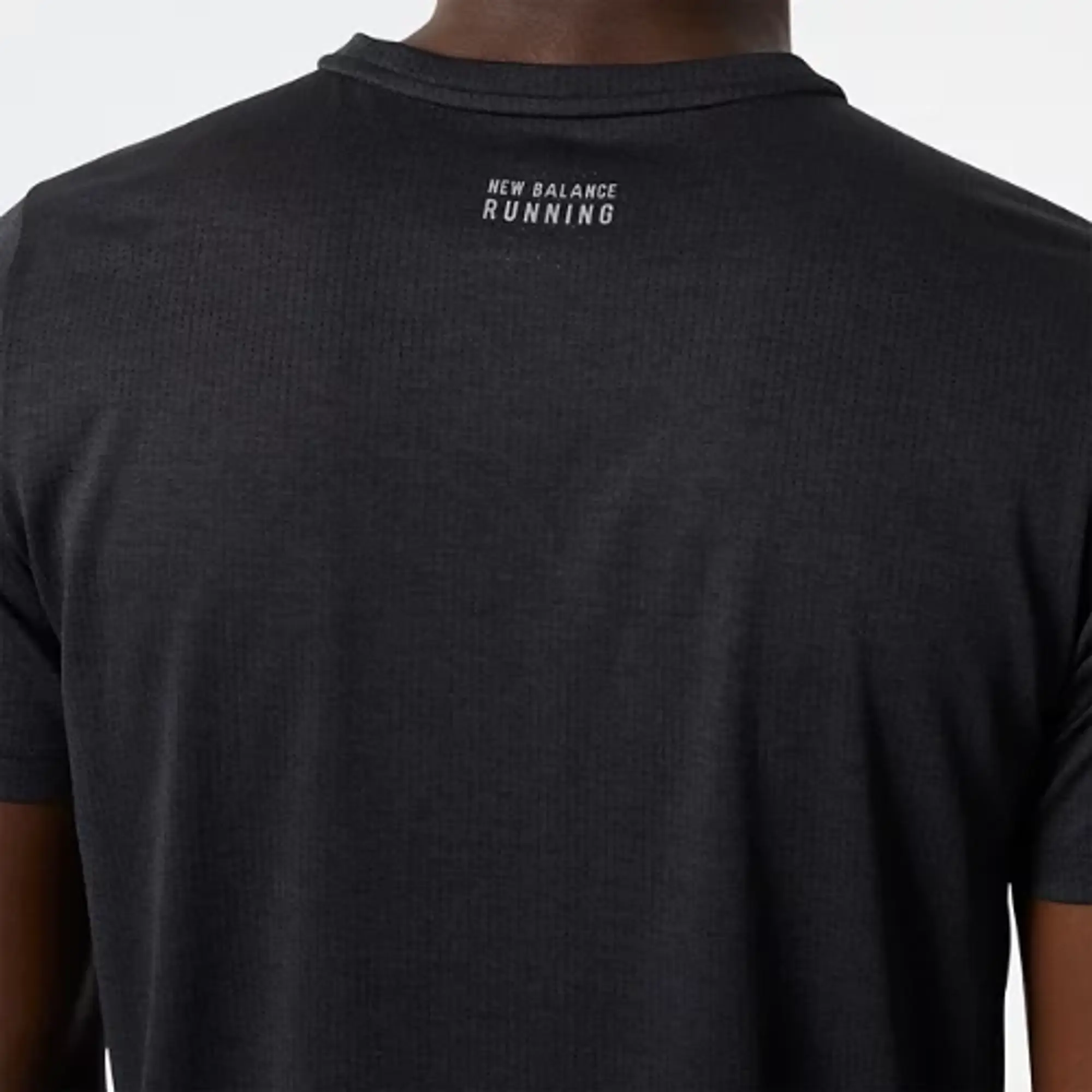 New Balance Men's Impact Run Short Sleeve in Black Poly Knit