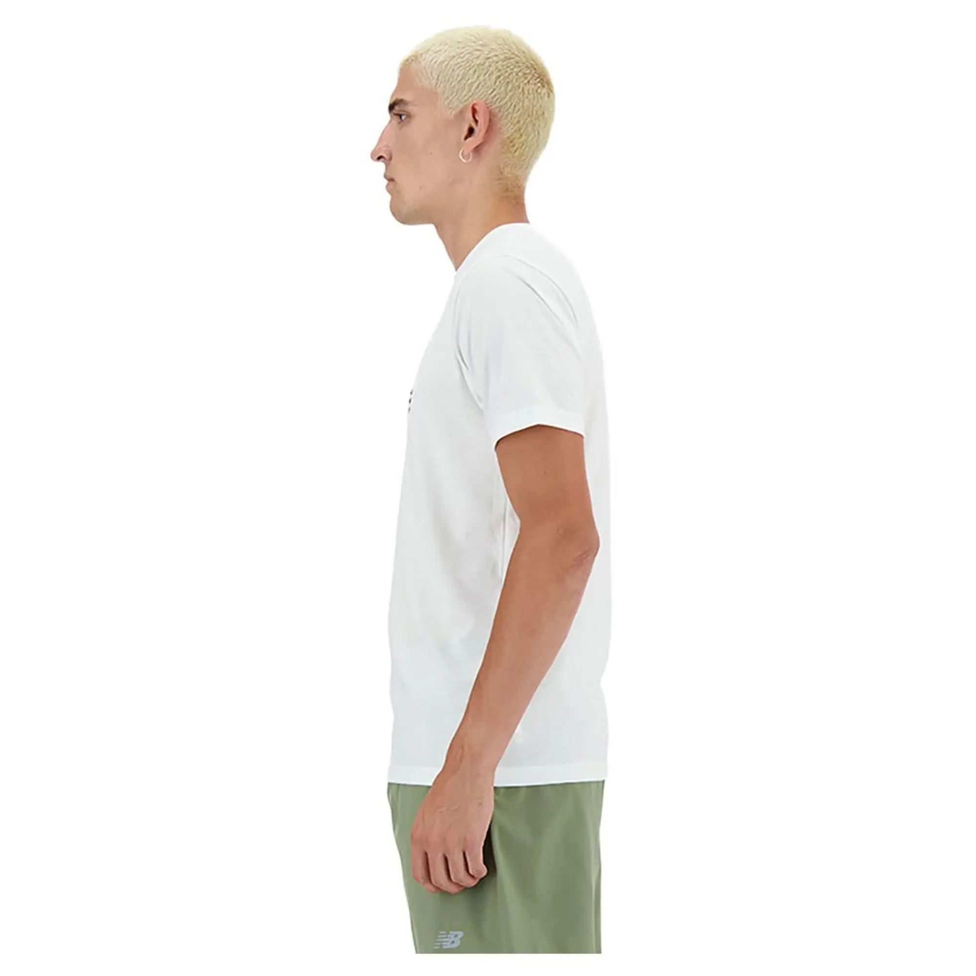 New Balance Men's Sport Essentials Heathertech Graphic T-Shirt in White Poly Knit