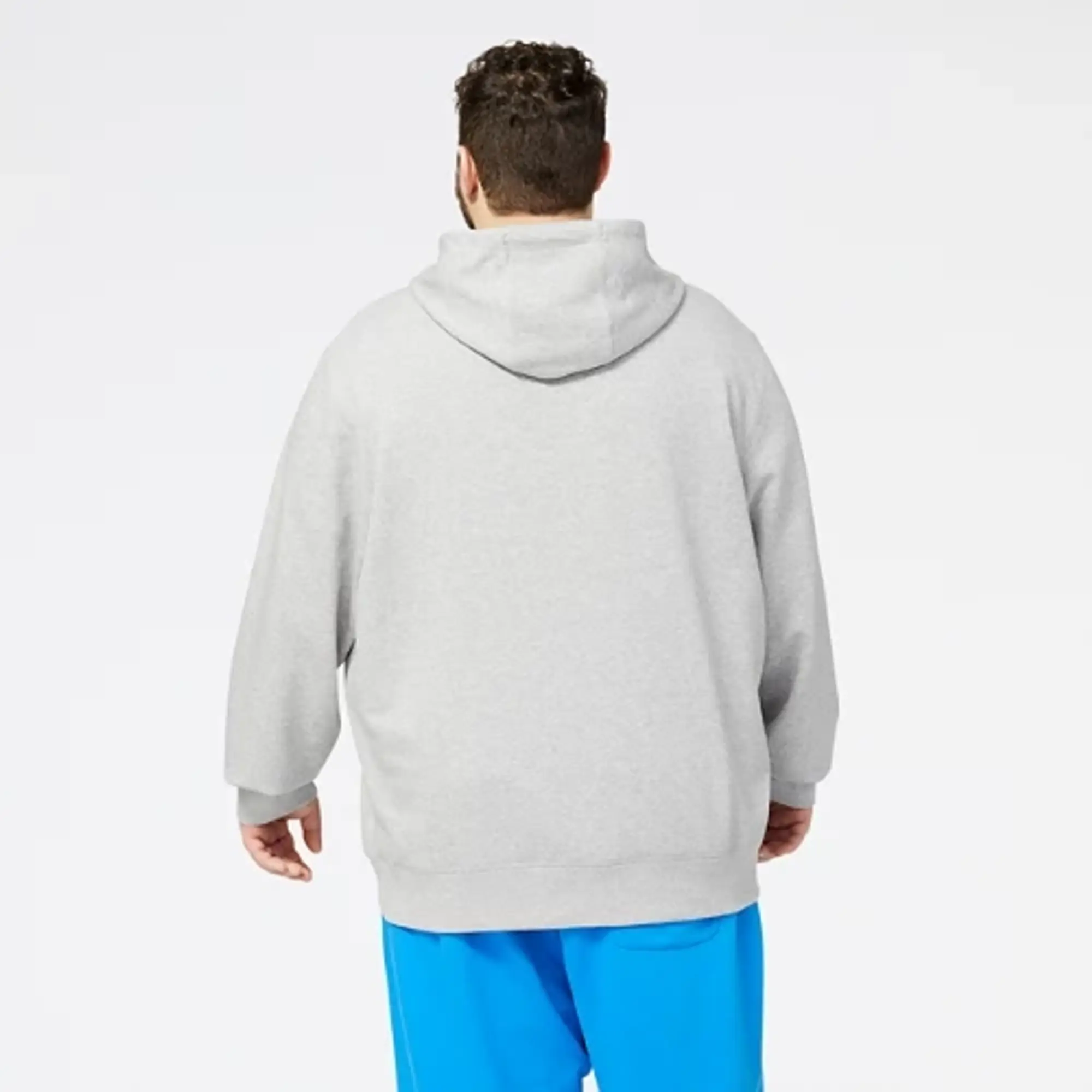 New Balance Men's NB Essentials Stacked Logo Po Hoodie in Grey Cotton