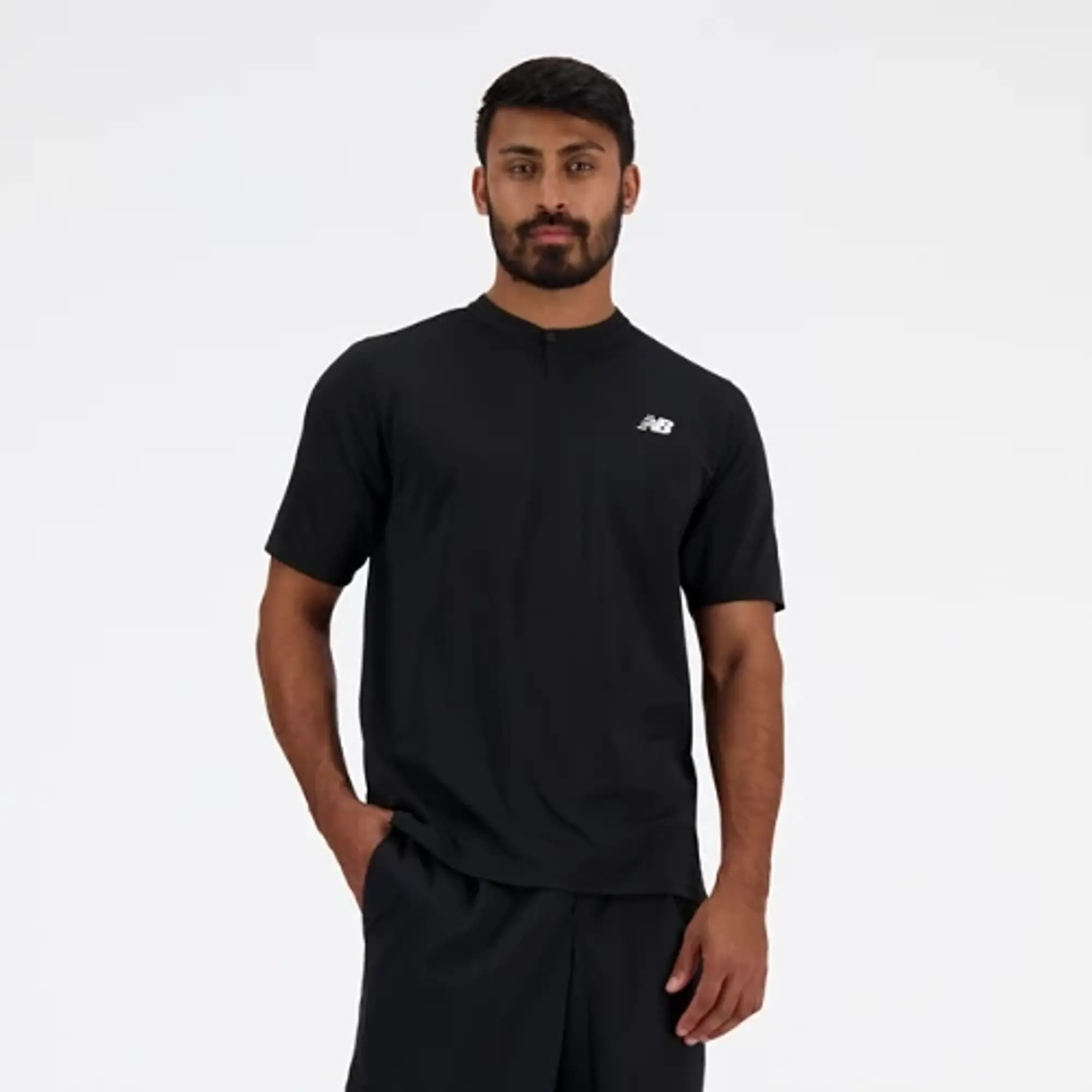 New Balance Men's Tournament Top in Black Poly Knit