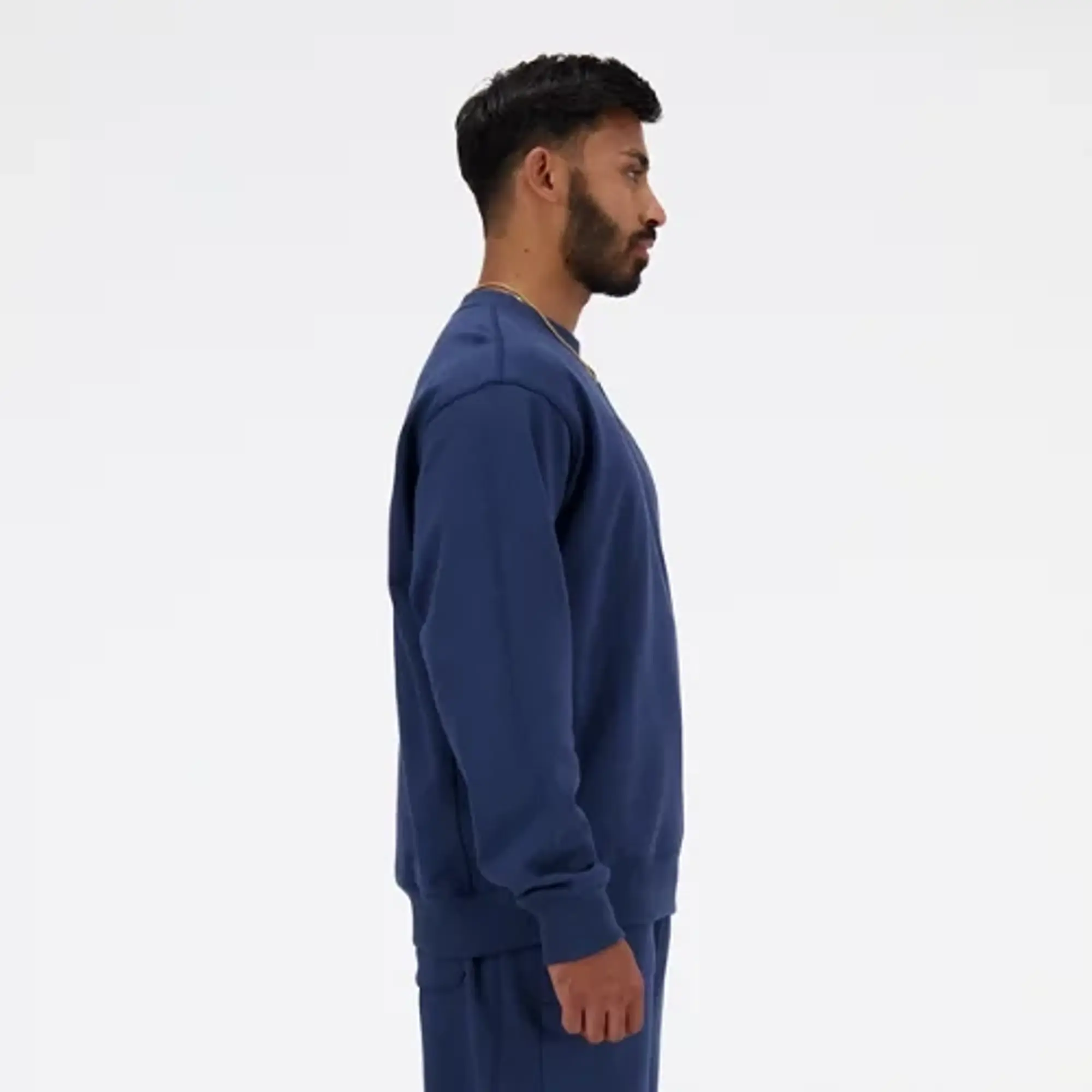 New Balance Men's Athletics French Terry Crew in Blue Cotton
